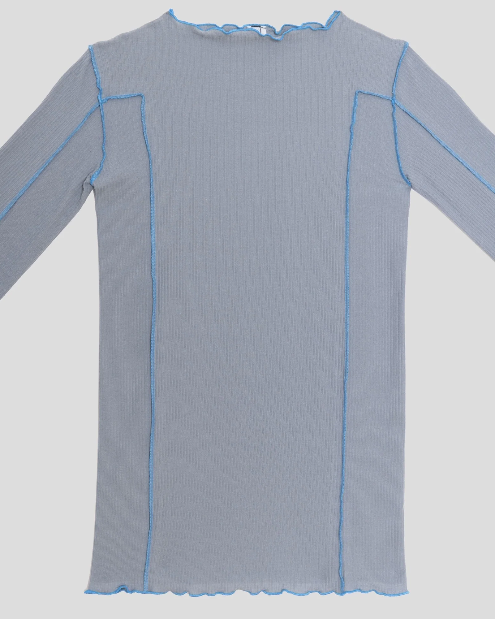 BASERANGE Long Sleeve T-Shirt TTML Collection Ribbed Cotton Portugal BAS-TTML-RB-SP25-BOW BLUE - Image 3