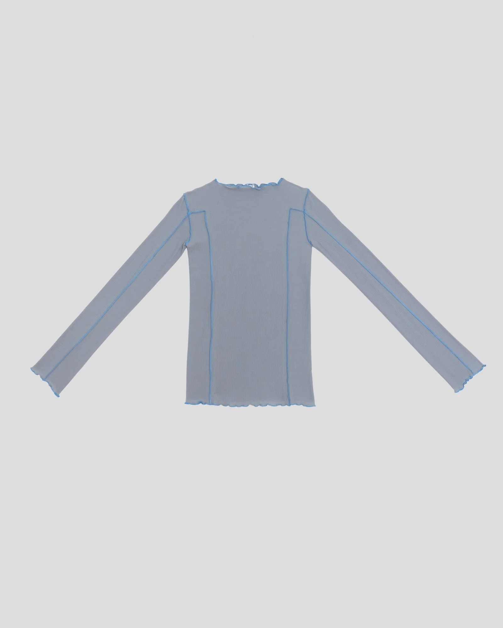BASERANGE Long Sleeve T-Shirt TTML Collection Ribbed Cotton Portugal BAS-TTML-RB-SP25-BOW BLUE - Image 4