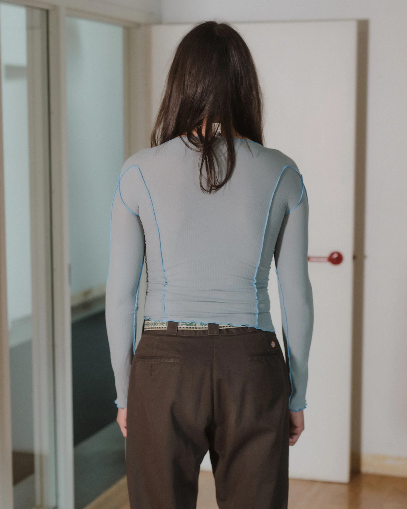 BASERANGE Long Sleeve T-Shirt TTML Collection Ribbed Cotton Portugal BAS-TTML-RB-SP25-BOW BLUE - Image 7
