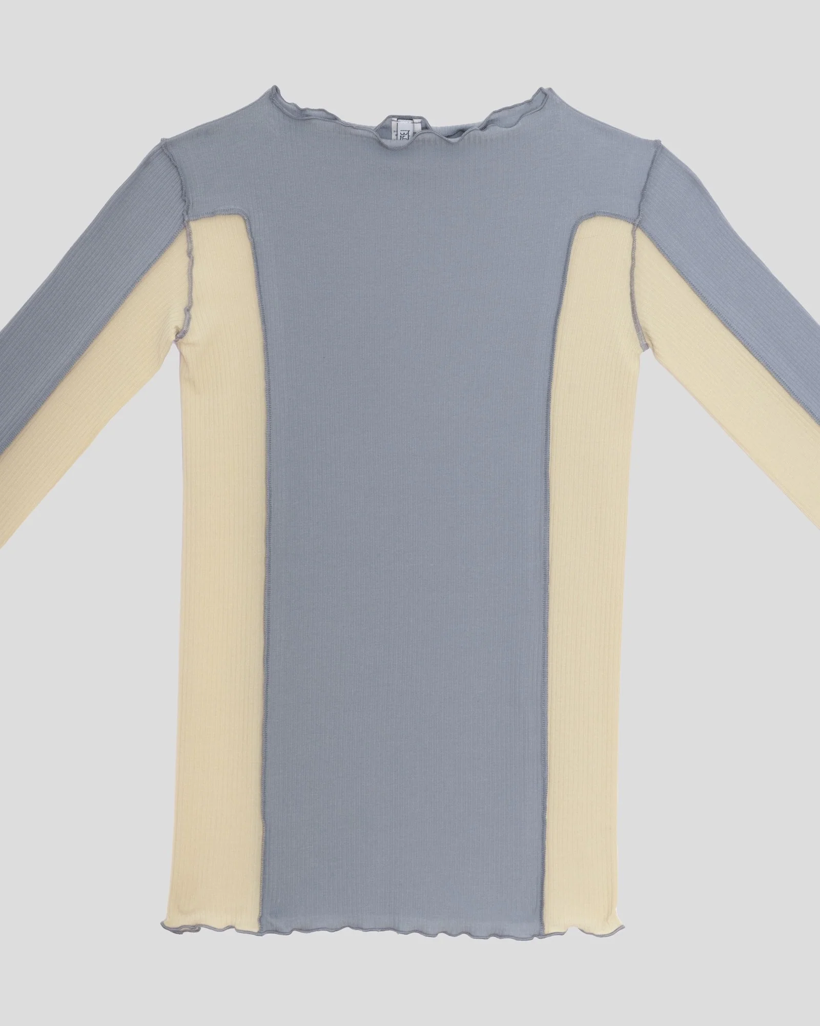 BASERANGE Long Sleeve T-Shirt TTML Collection Ribbed Cotton Portugal BAS-TTML-RB-SP25-BOW BLUE/HEN YELLOW - Image 5