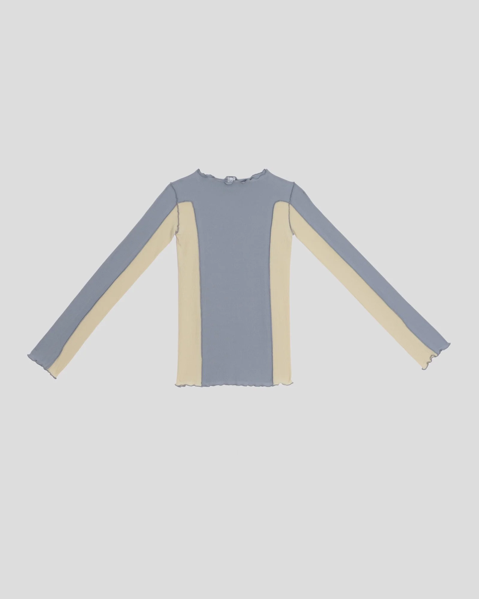 BASERANGE Long Sleeve T-Shirt TTML Collection Ribbed Cotton Portugal BAS-TTML-RB-SP25-BOW BLUE/HEN YELLOW - Image 6