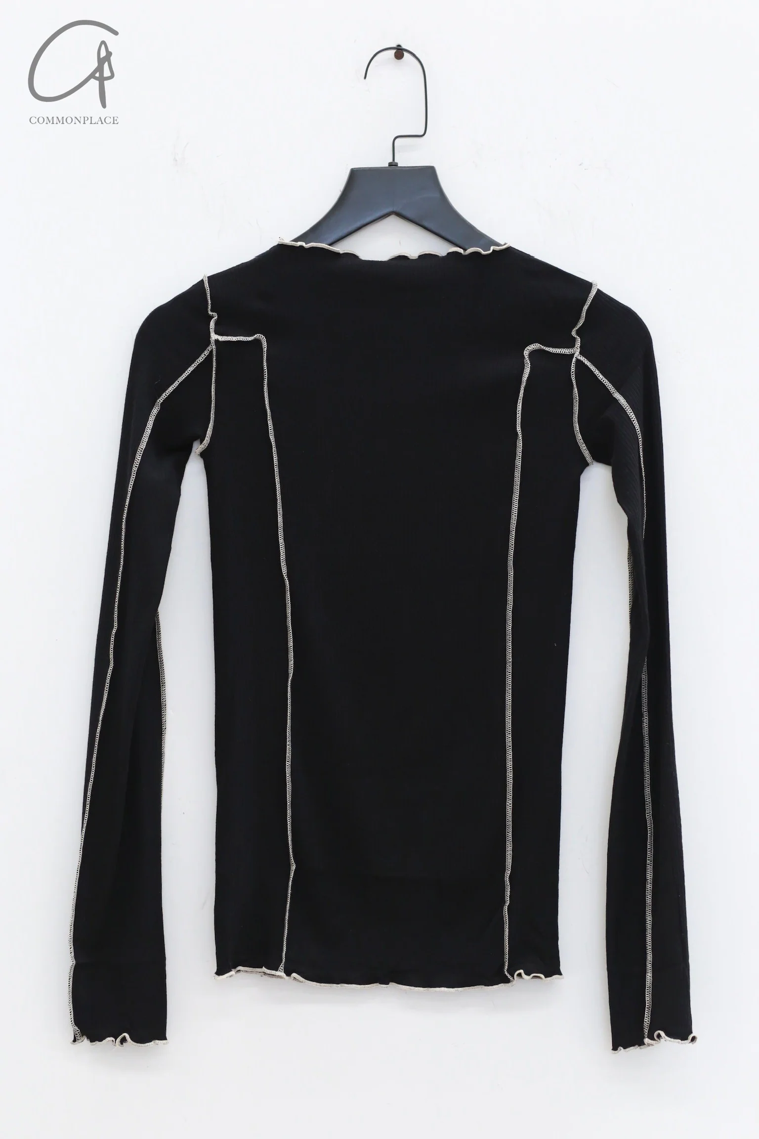 BASERANGE Long Sleeve T-Shirt TTML Collection Ribbed Cotton Portugal BAS-TTML-RB-SU24-HEI Black