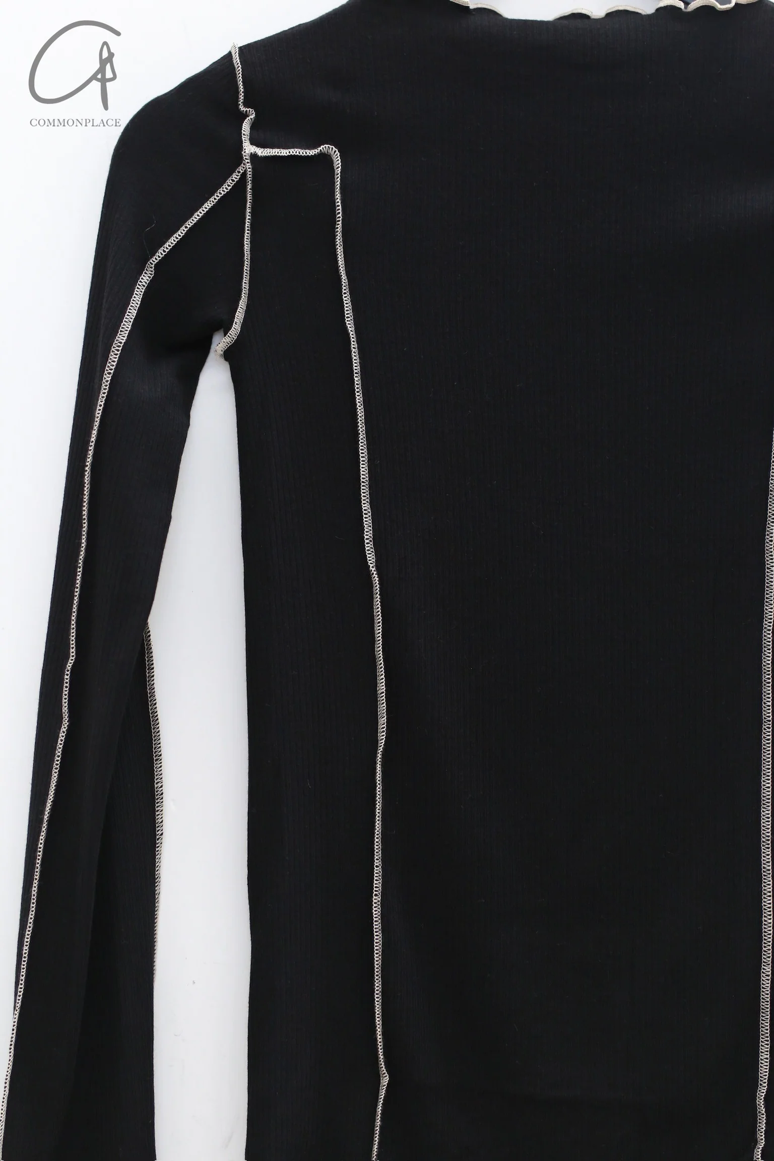 BASERANGE Long Sleeve T-Shirt TTML Collection Ribbed Cotton Portugal BAS-TTML-RB-SU24-HEI Black - Image 2