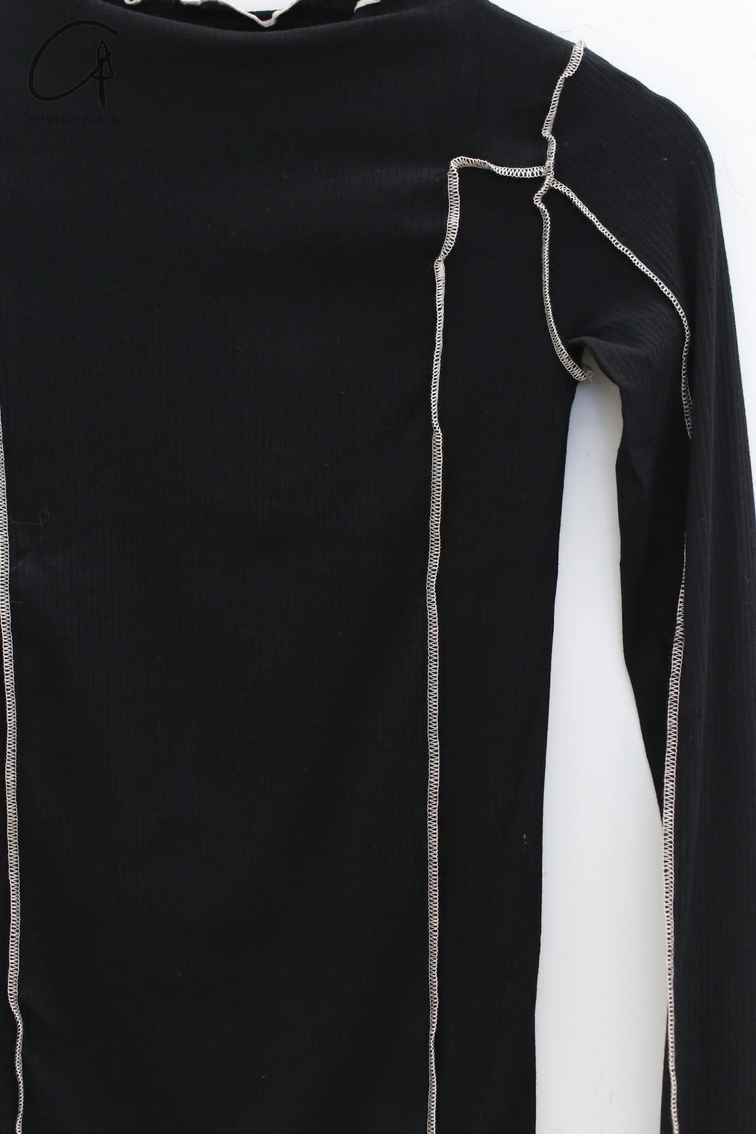 BASERANGE Long Sleeve T-Shirt TTML Collection Ribbed Cotton Portugal BAS-TTML-RB-SU24-HEI Black - Image 3