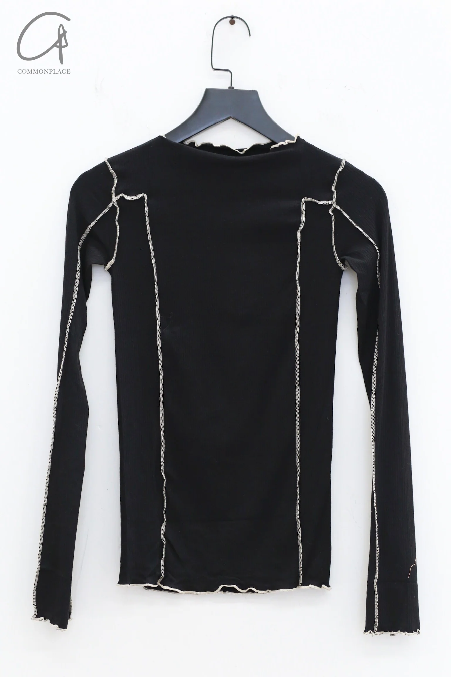 BASERANGE Long Sleeve T-Shirt TTML Collection Ribbed Cotton Portugal BAS-TTML-RB-SU24-HEI Black - Image 4