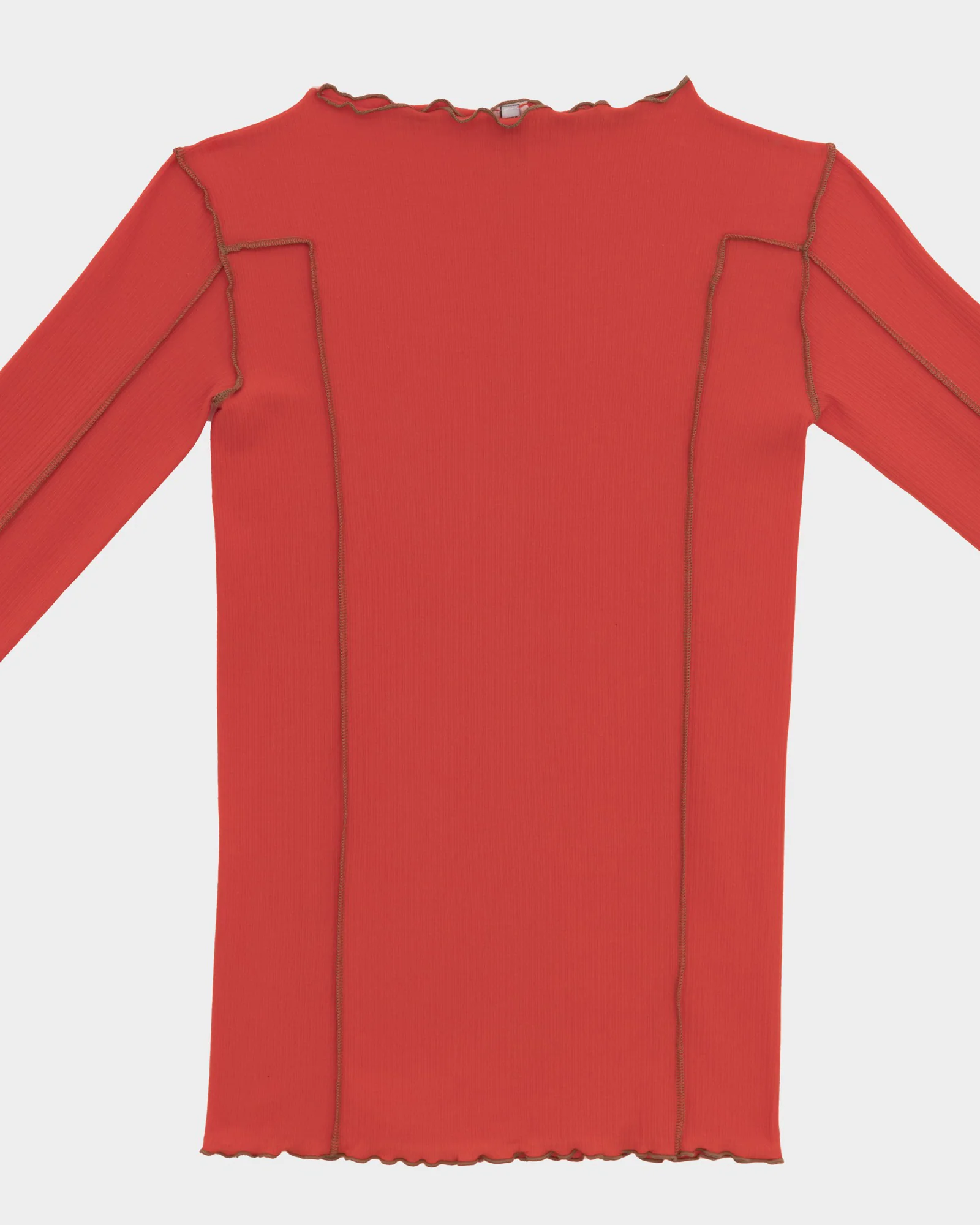 BASERANGE Long Sleeve T-Shirt TTML Collection Ribbed Cotton Portugal BAS-TTML-RB-SU25-MY RED (BROWN) - Image 3