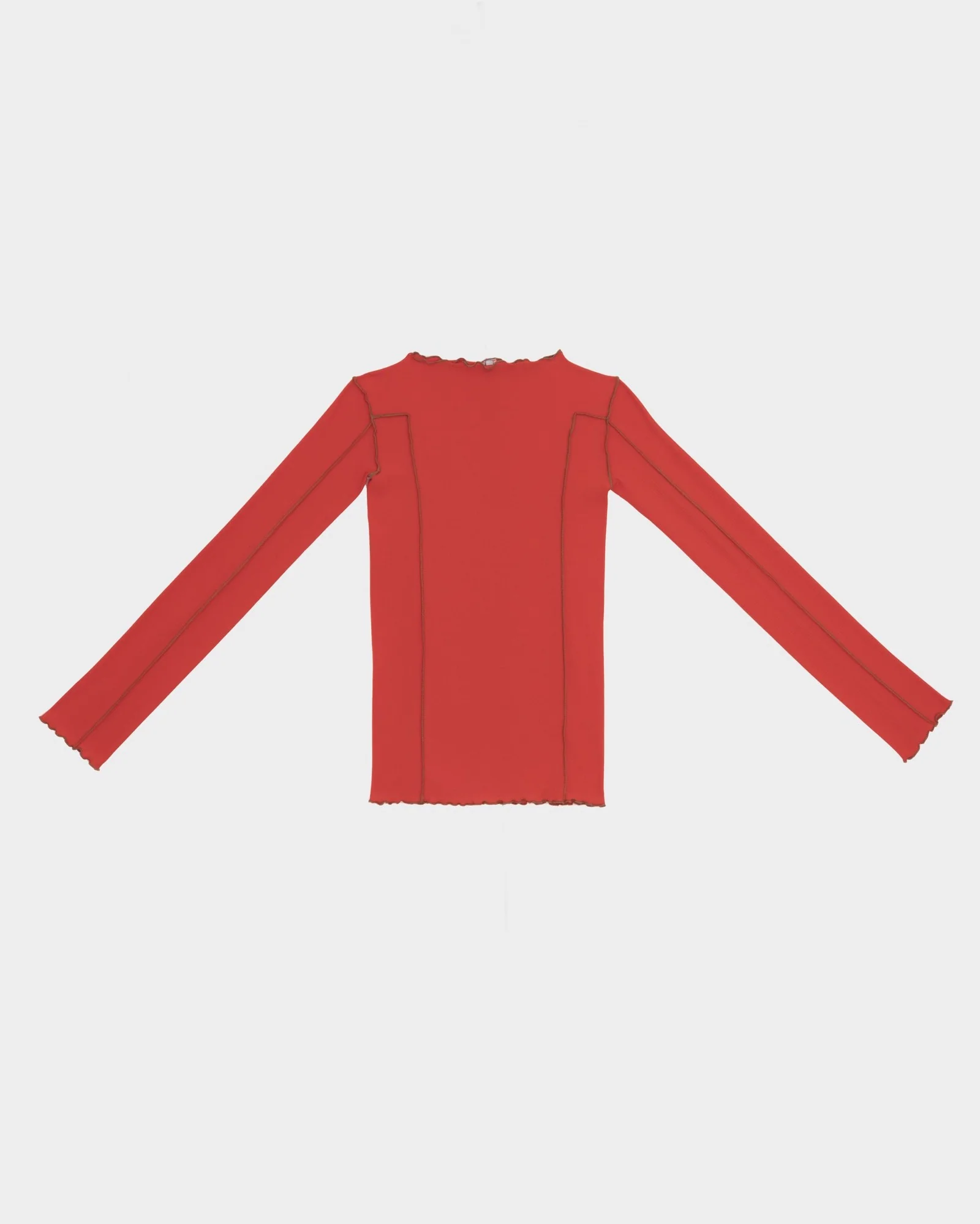 BASERANGE Long Sleeve T-Shirt TTML Collection Ribbed Cotton Portugal BAS-TTML-RB-SU25-MY RED (BROWN) - Image 4
