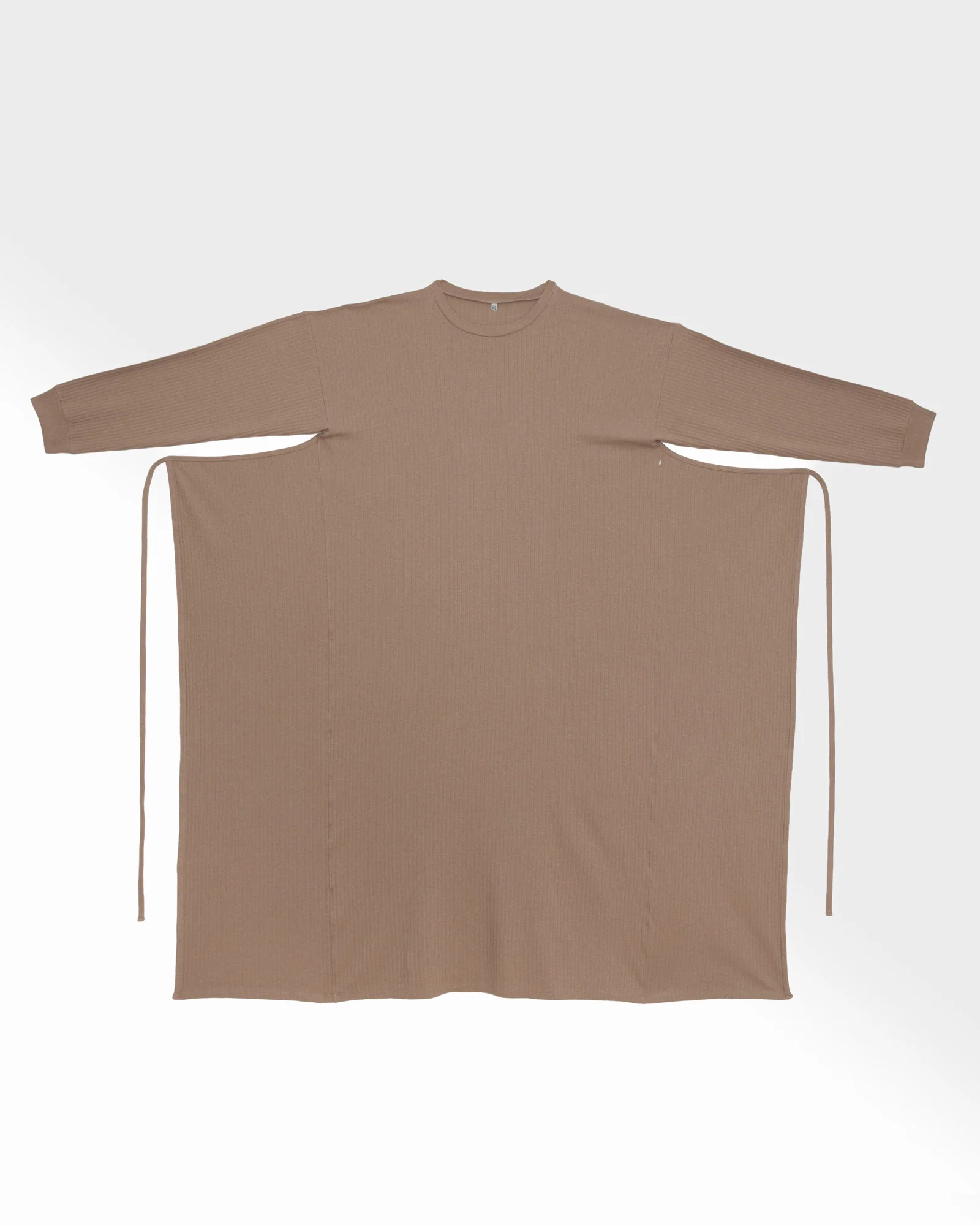 BASERANGE long-sleeved dress with drawstring waist, part of the DRSH collection, Portugal. BAS-DRSH-CR-SP26-LB (LABURNUM BROWN) - Image 8