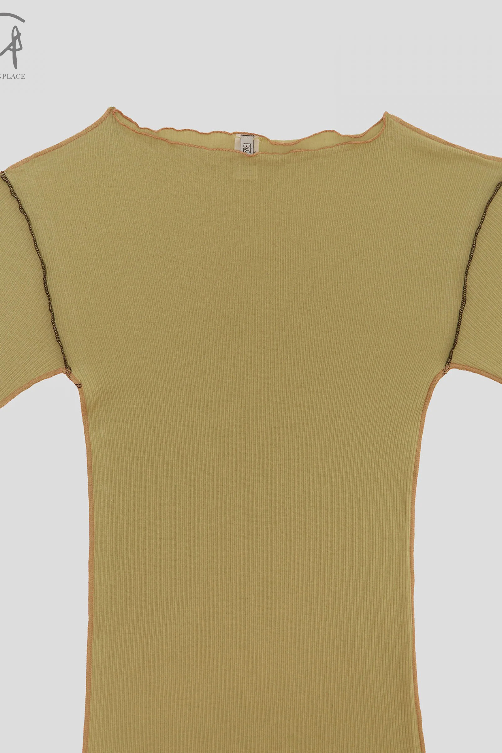 BASERANGE Ribbed Long Sleeve Top T-shirt TTVL Collection France BAS-TTVL-RB-AU23-HUILV Gray Green - Image 7