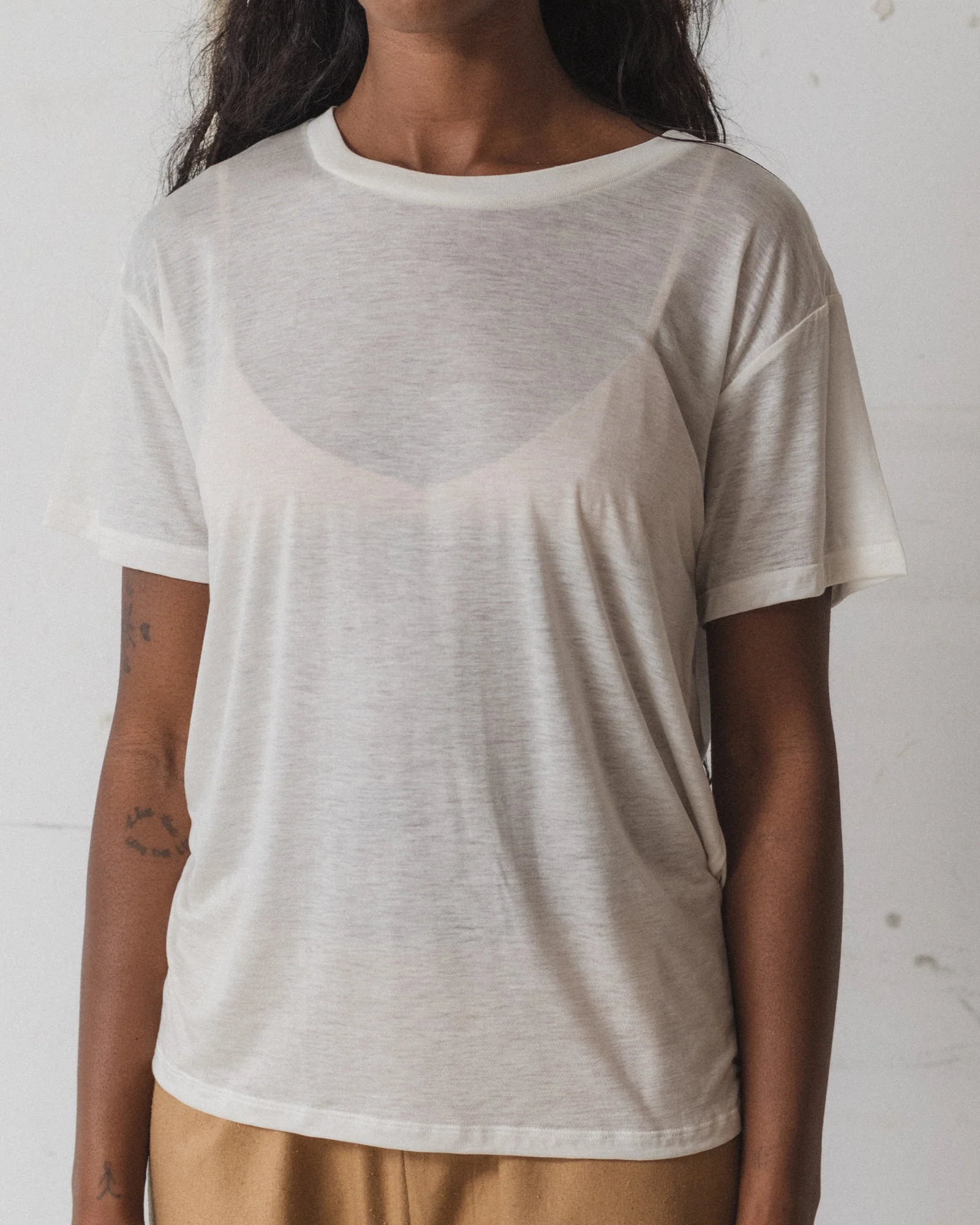 BASERANGE Classic Bamboo Fiber Bamboo Cotton Loose T-shirt Series Collection Round Neck Bottoming Shirt France BAS-TOLO-BL-000-UNDYED - Image 11