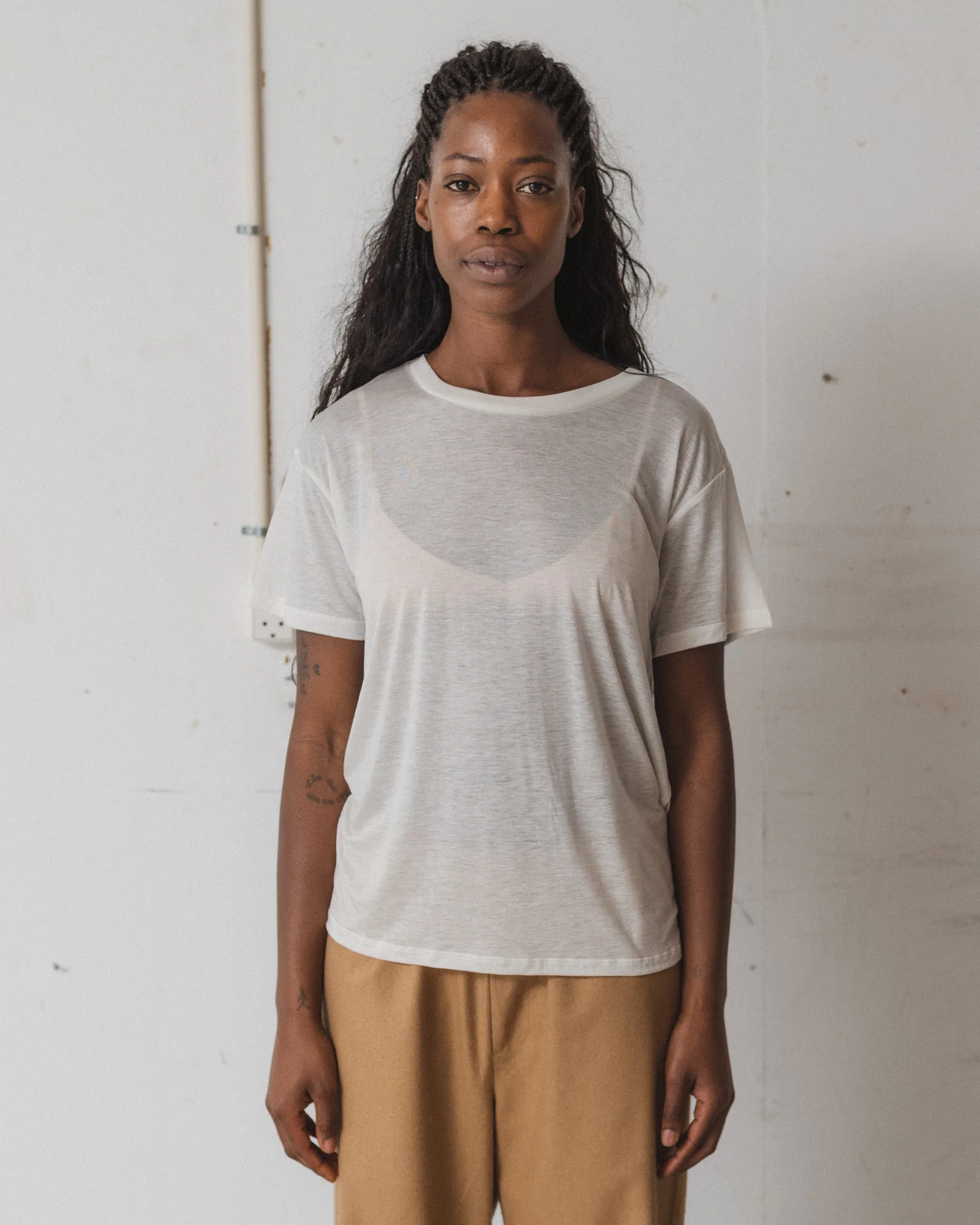 BASERANGE Classic Bamboo Fiber Bamboo Cotton Loose T-shirt Series Collection Round Neck Bottoming Shirt France BAS-TOLO-BL-000-UNDYED - Image 12