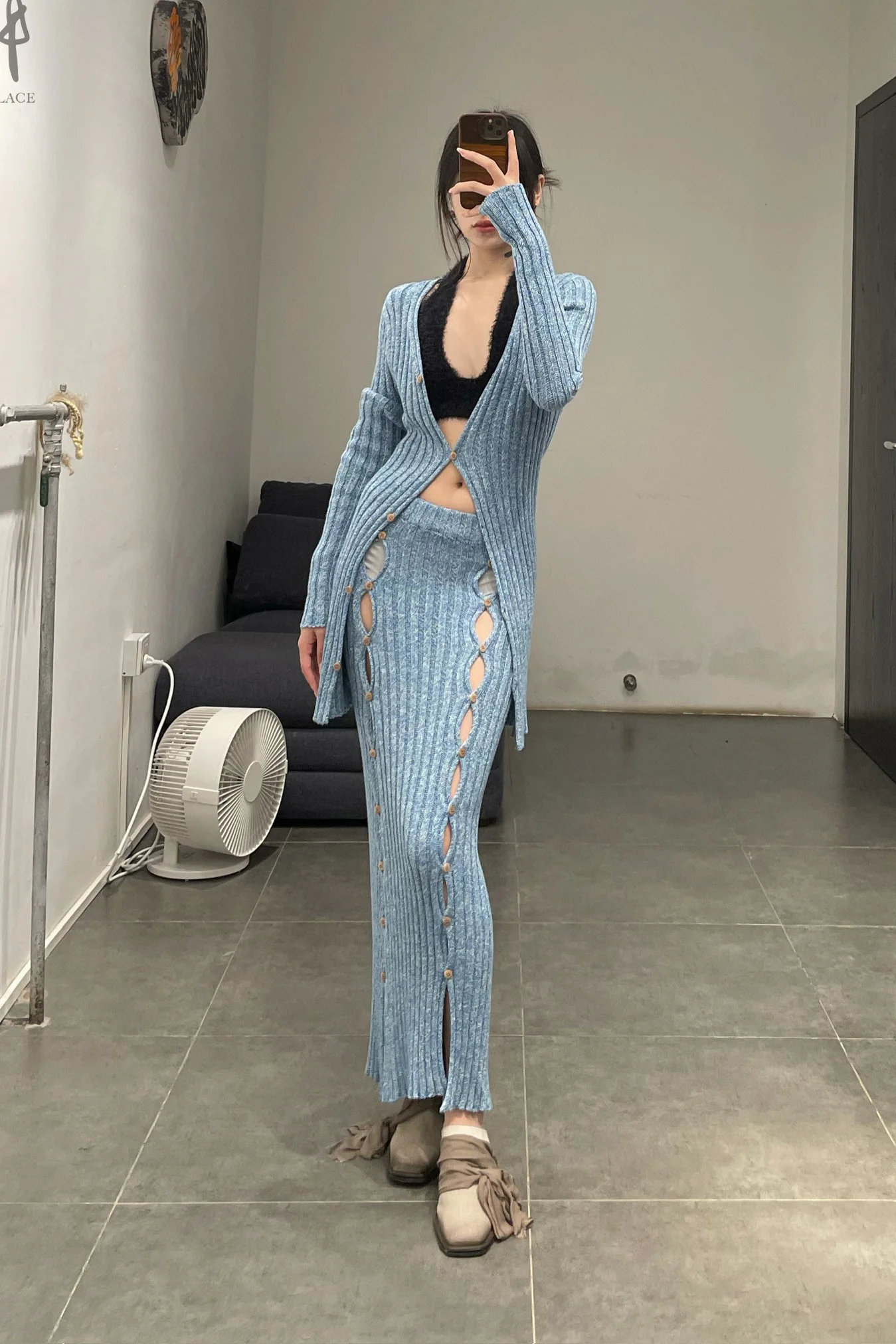 BASERANGE Loulou Cardigan KLOUC-CO-AU23 Blue Mix - Image 16