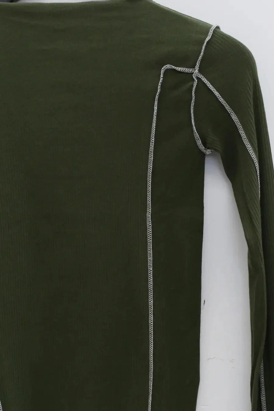 BASERANGE Long Sleeve T-Shirt TTML Collection Ribbed Cotton Portugal BAS-TTML-RB-WI23-LV Green - Image 2