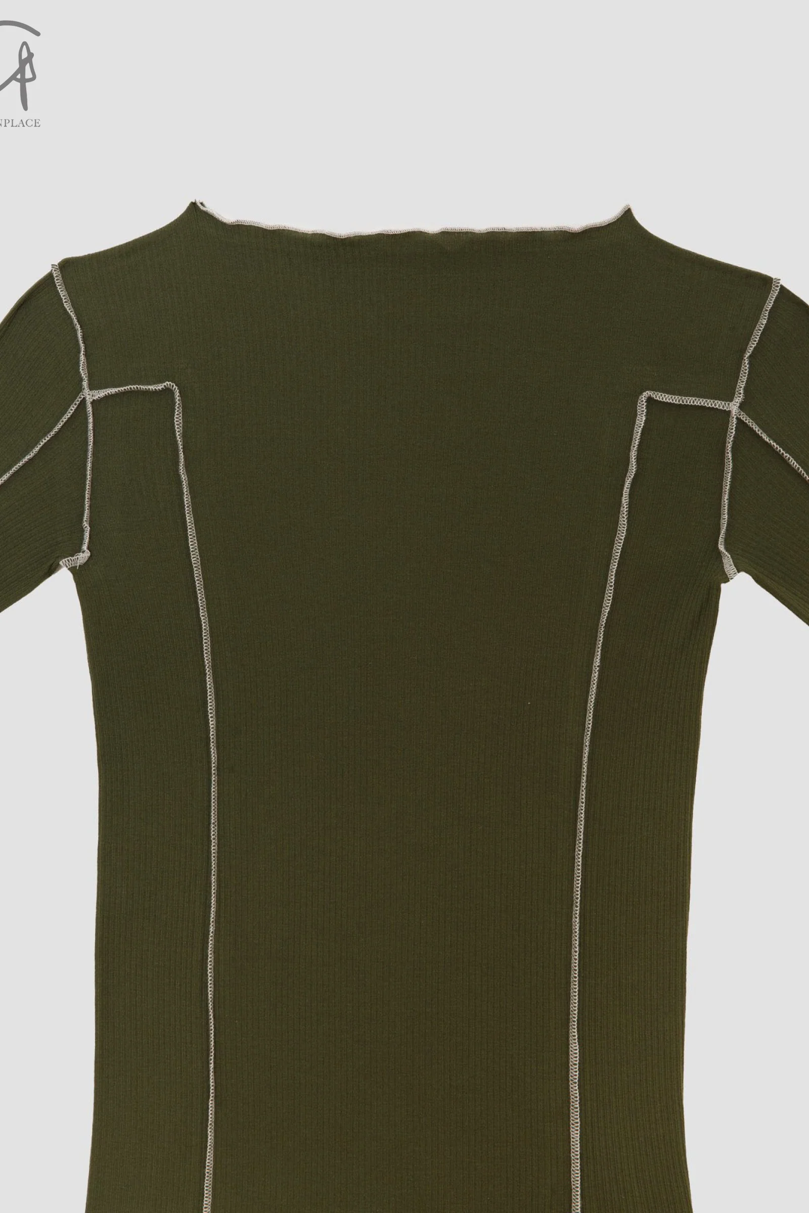 BASERANGE Long Sleeve T-Shirt TTML Collection Ribbed Cotton Portugal BAS-TTML-RB-WI23-LV Green - Image 6
