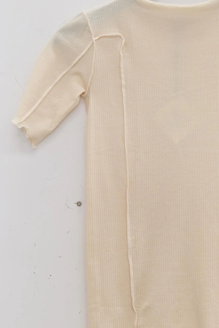BASERANGE Ruffled Ribbed Cotton T-shirt BAS-TTO3-RB-000-MIBAI Off-white - Image 3