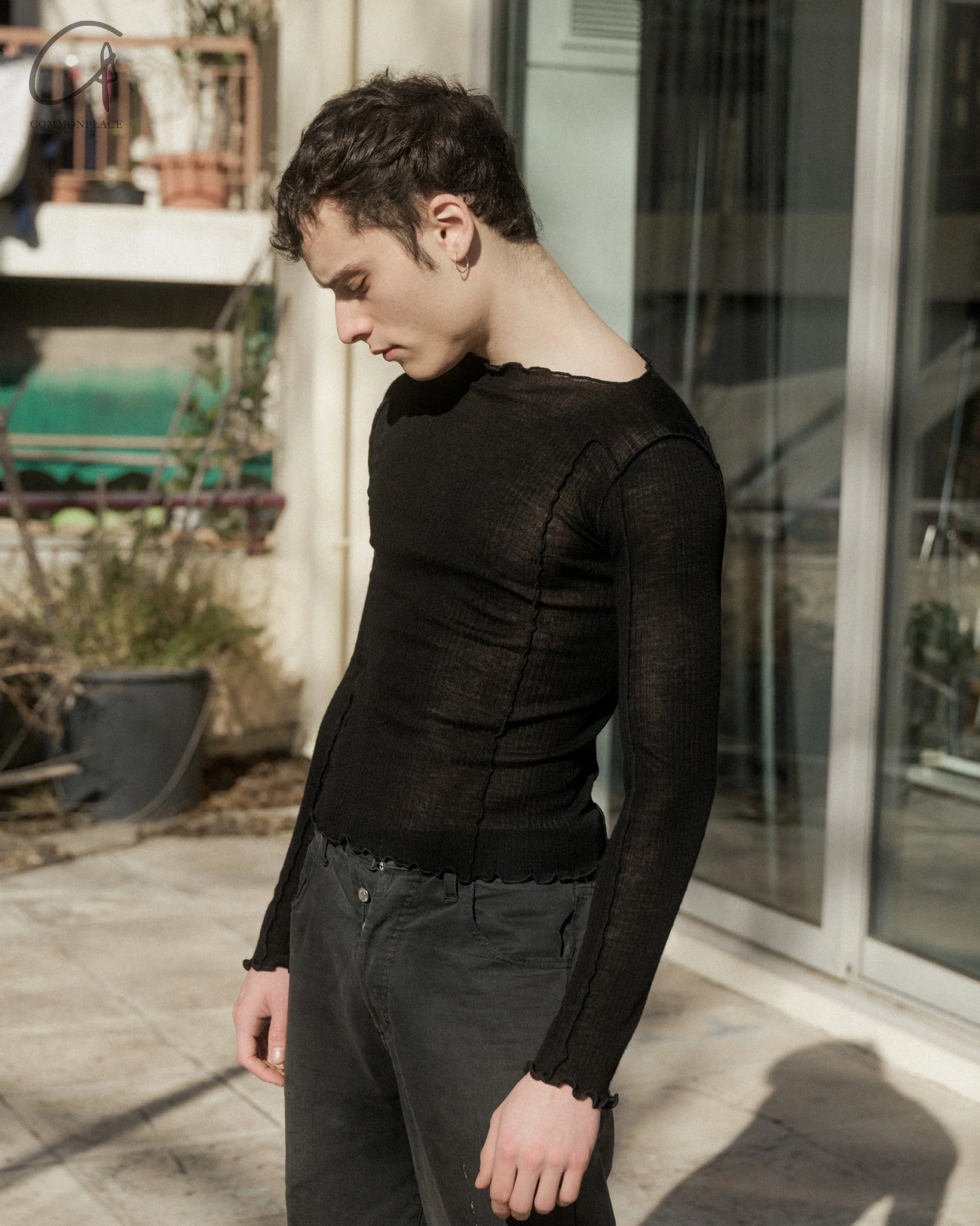 BASERANGE OMATOR Long-sleeved T-shirt BAS-TTOML-WO-WI24-HEI Black - Image 14