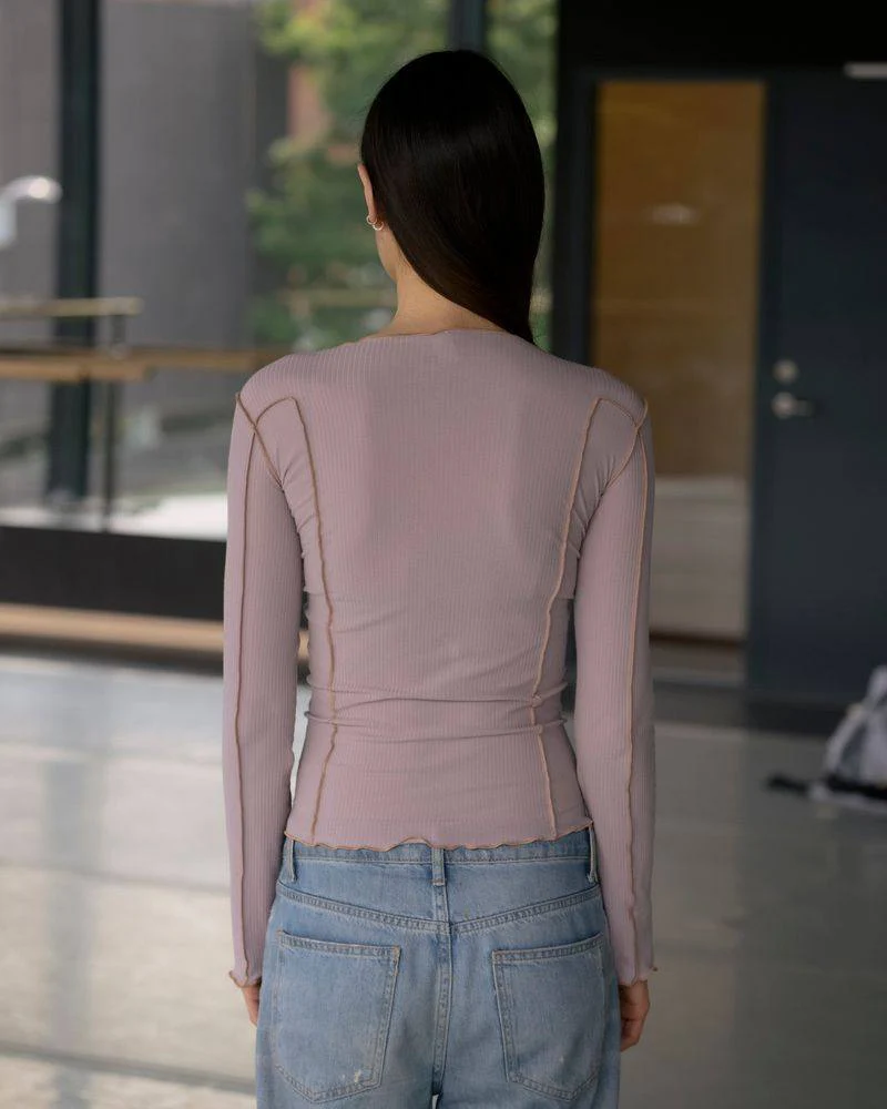BASERANGE OMATOR OMATO Long Sleeve T-Shirt BAS-TTOML-CR-SP26-VERBE PUR(AURAL) - Image 6