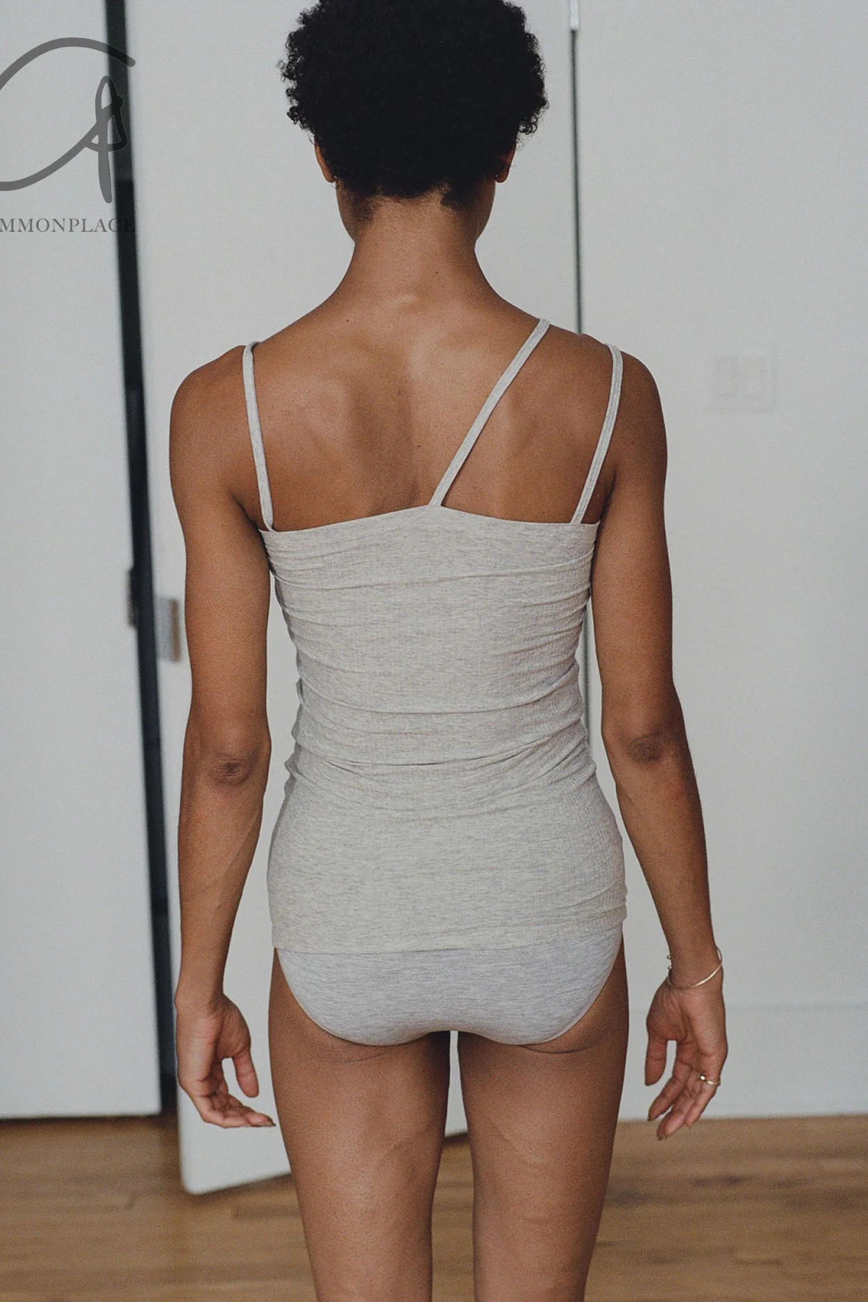 BASERANGE Ribbed Cotton Needle Tank Top Camisole TONI and TOTV Collection Made in Portugal BAS-TONI-RB-000-HUI Grey - Image 8