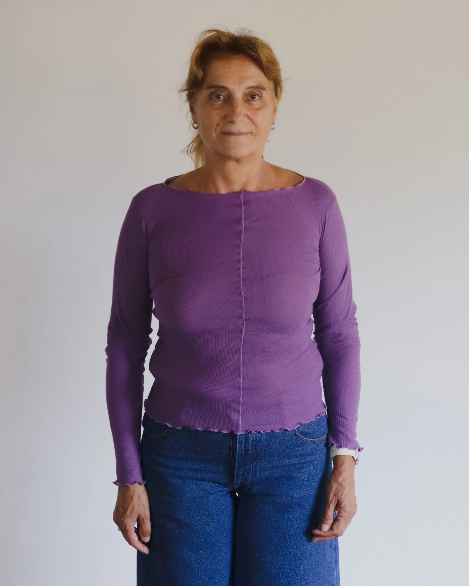BASERANGE Ribbed Cotton Long-Sleeve T-Shirt Collection (TTPAL Series) - France BAS-TTPAL-CR-AU25-VENET PURPLE (TTPAL-RB-000) - Image 8