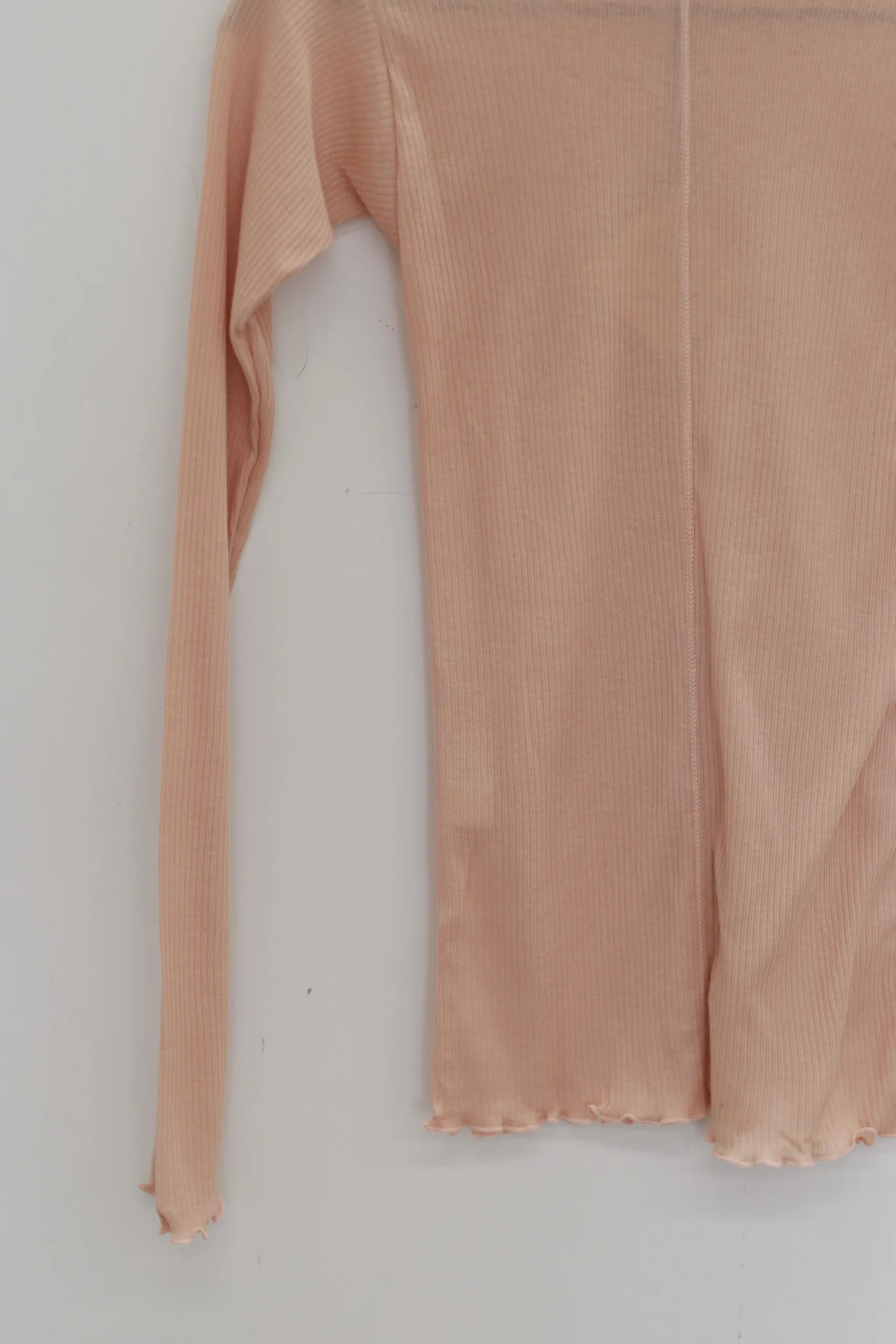 BASERANGE Ribbed Cotton Long-Sleeve T-Shirt Collection (TTPAL Series) - France BAS-TTPAL-CR-WI25-TIN BEIGE （TTPAL-RB-000） - Image 2