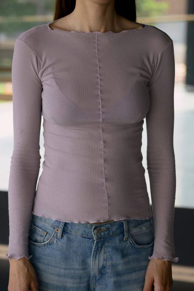 BASERANGE Ribbed Cotton Long-Sleeve T-Shirt, TTPAL Series Collection, France. BAS-TTPAL-CR-SP26-VP VERBE PURPLE (TTPAL-RB-000) - Image 6