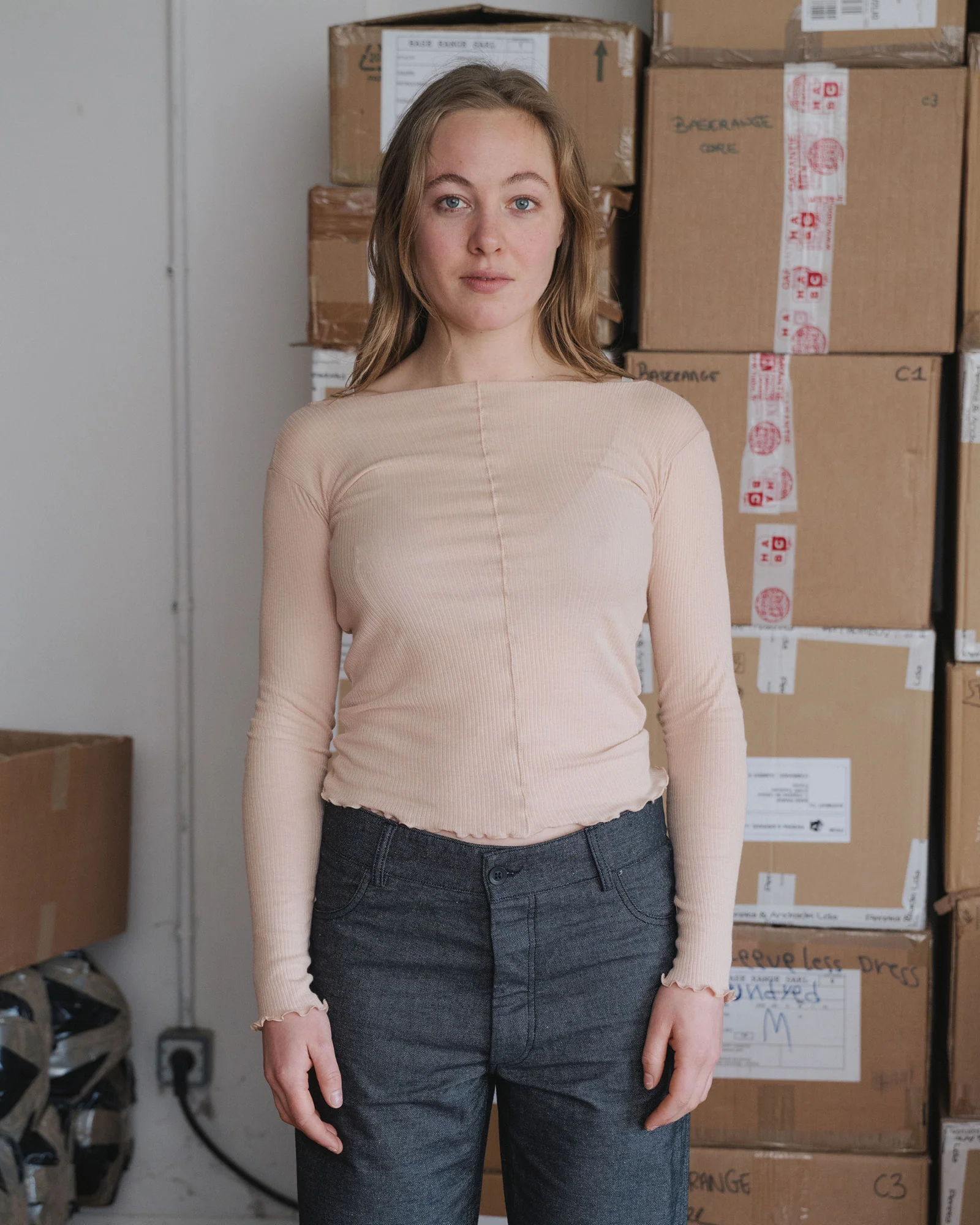 BASERANGE Ribbed Cotton Long-Sleeve T-Shirt, TTPAL Series Collection, France. BAS-TTPAL-CR-WI25-TIN BEIGE (TTPAL-RB-000) - Image 10