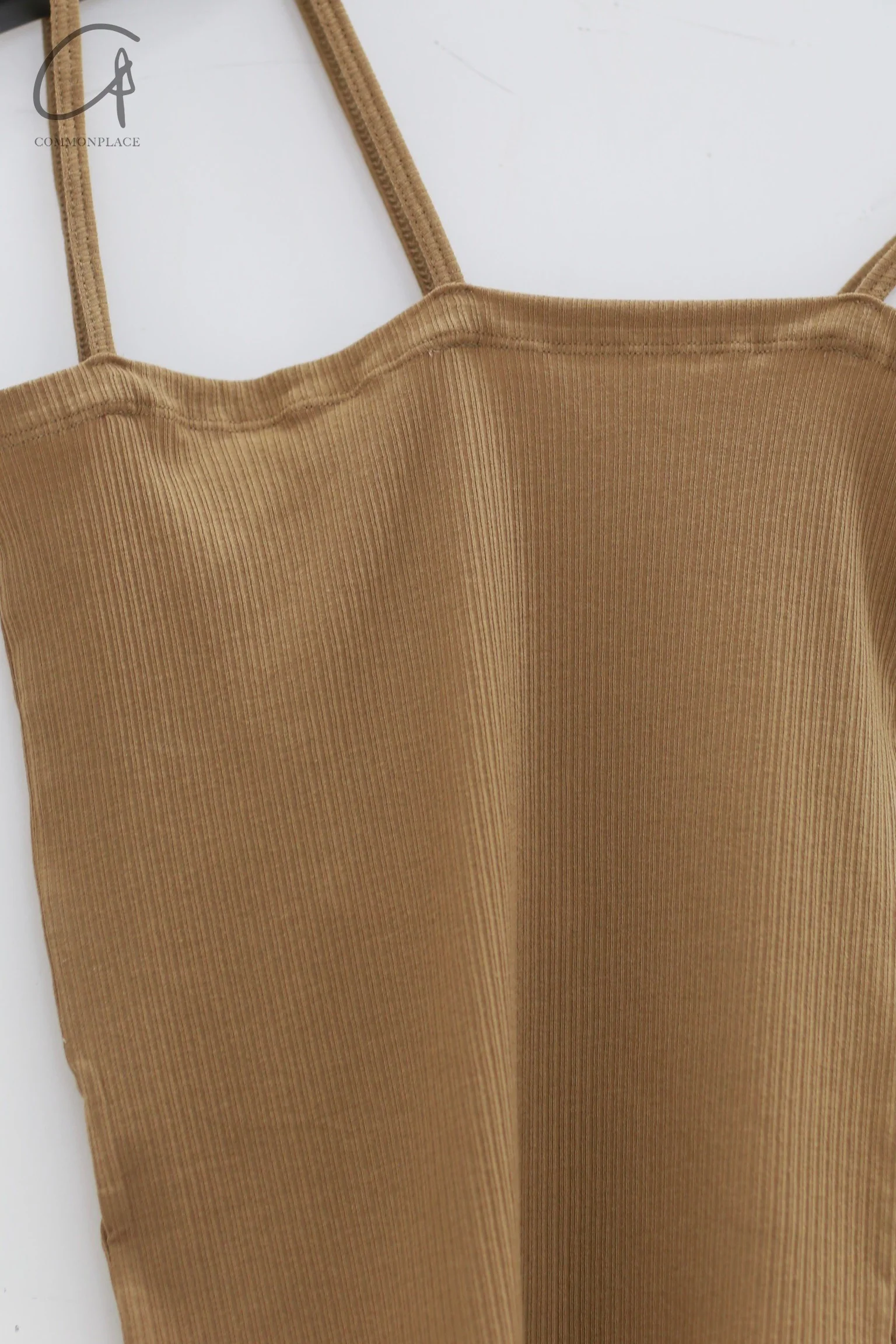 BASERANGE Ribbed Cotton Needle Tank Top TONI and TOTV Collection Made in Portugal BAS-TONI-RB-AU24-FCZ Emerald Brown - Image 2