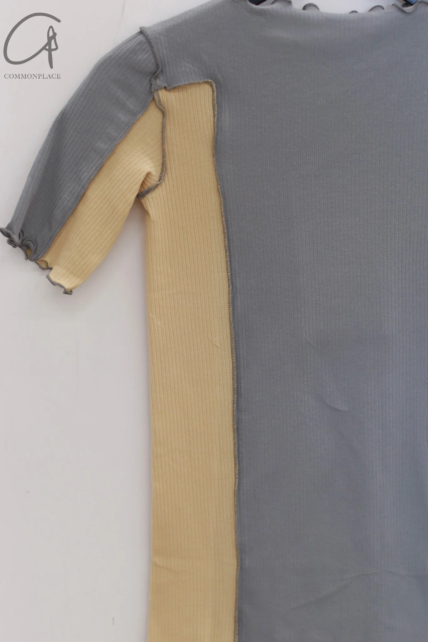 BASERANGE Ruffled Ribbed Cotton T-shirt BAS-TTO3-RB-SP25-HDJLMJH Bowknot Blue/Hen Yellow TTO3-RB-000 - Image 2