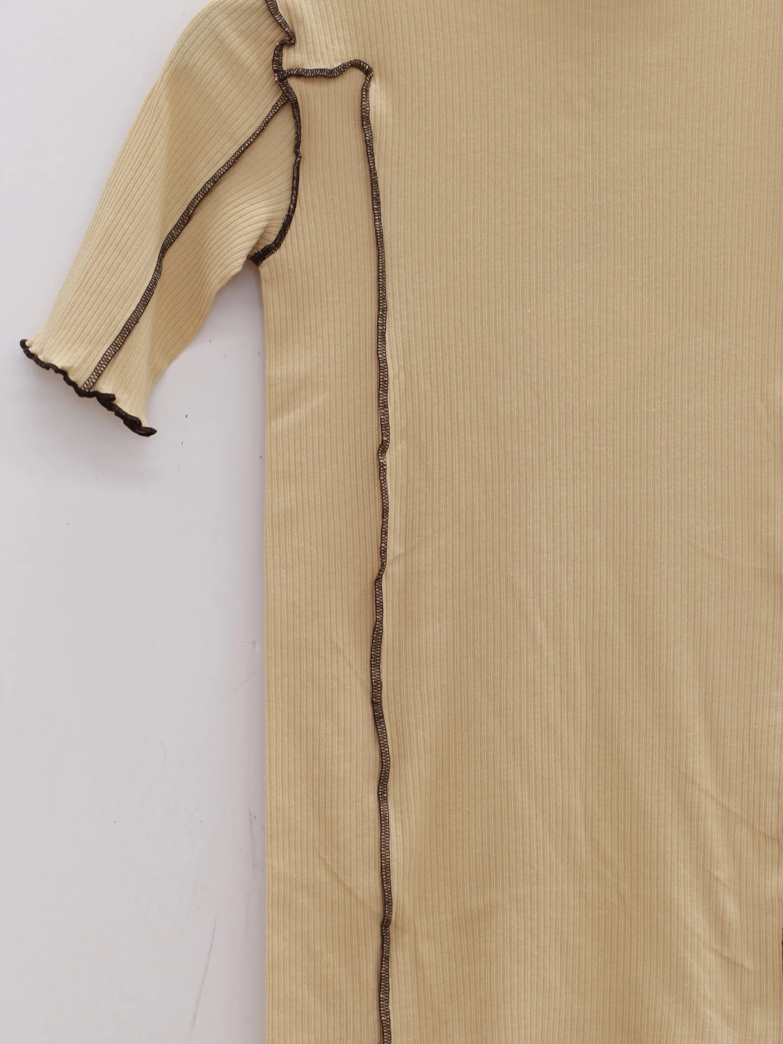 BASERANGE ruffled ribbed cotton T-shirt Portugal BAS-TTO3-RB-SP25-HEN YELLOW （TTO3-RB-000） - Image 3