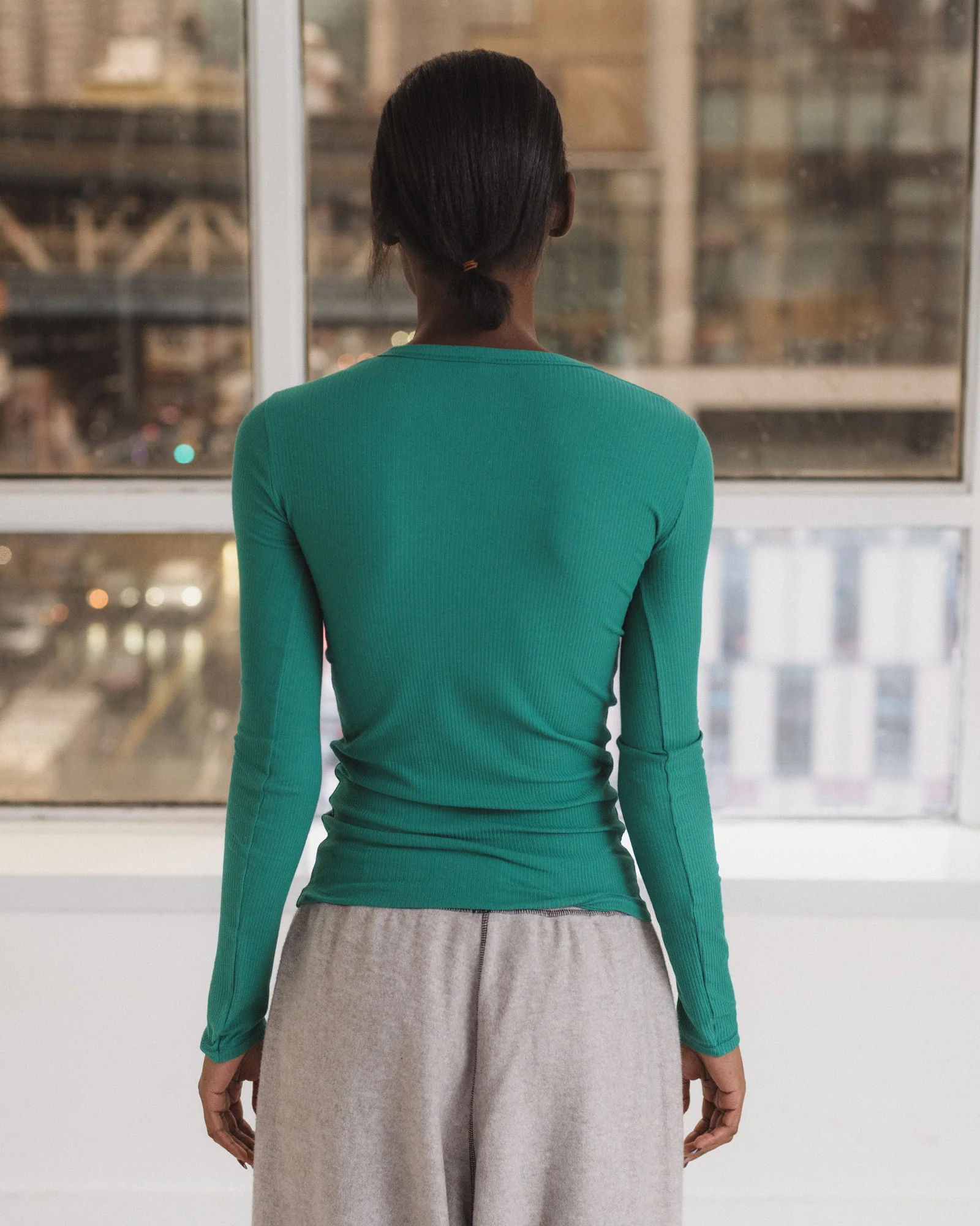 BASERANGE Spring/Summer 2025 Collection: French Organic Cotton Long-Sleeve T-Shirt with Cut-Out Heart Design (BAS-TTHLS-CR-AU25-MIRA GREEN) (TOHLS TTHLS) - Image 10