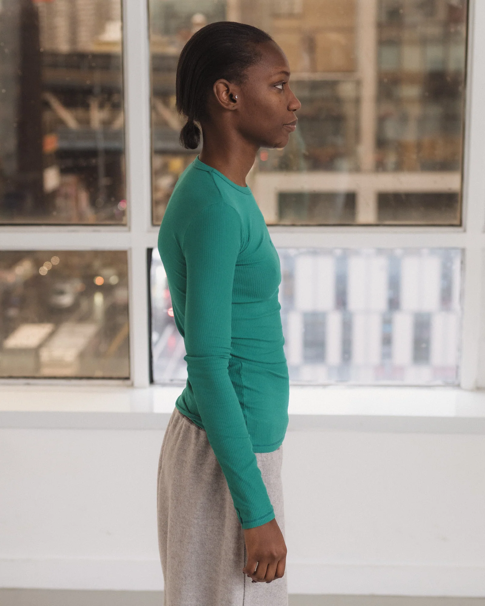 BASERANGE Spring/Summer 2025 Collection: French Organic Cotton Long-Sleeve T-Shirt with Cut-Out Heart Design (BAS-TTHLS-CR-AU25-MIRA GREEN) (TOHLS TTHLS) - Image 11