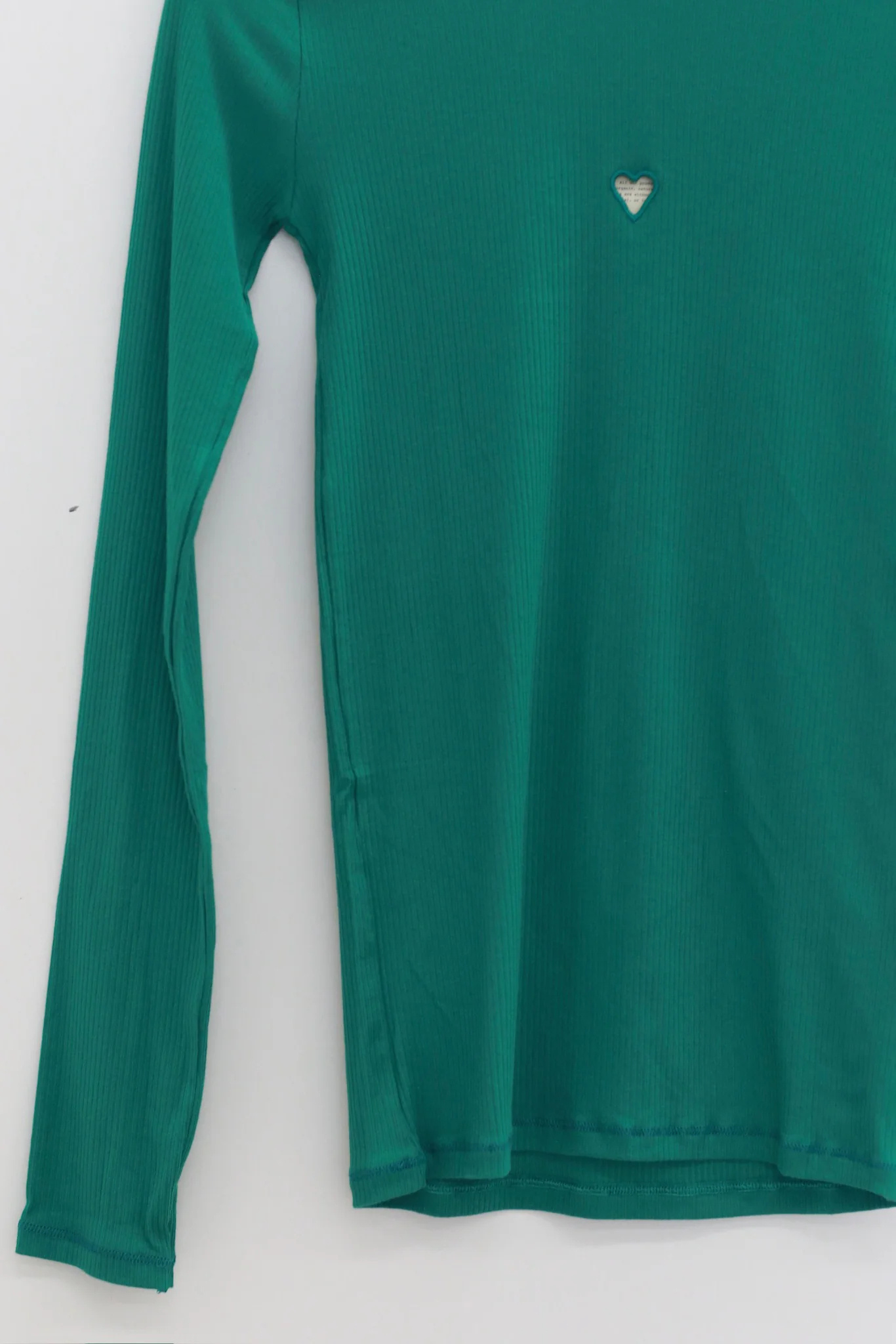 BASERANGE Spring/Summer 2025 Collection: French Organic Cotton Long-Sleeve T-Shirt with Cut-Out Heart Design (BAS-TTHLS-CR-AU25-MIRA GREEN) (TOHLS TTHLS) - Image 2