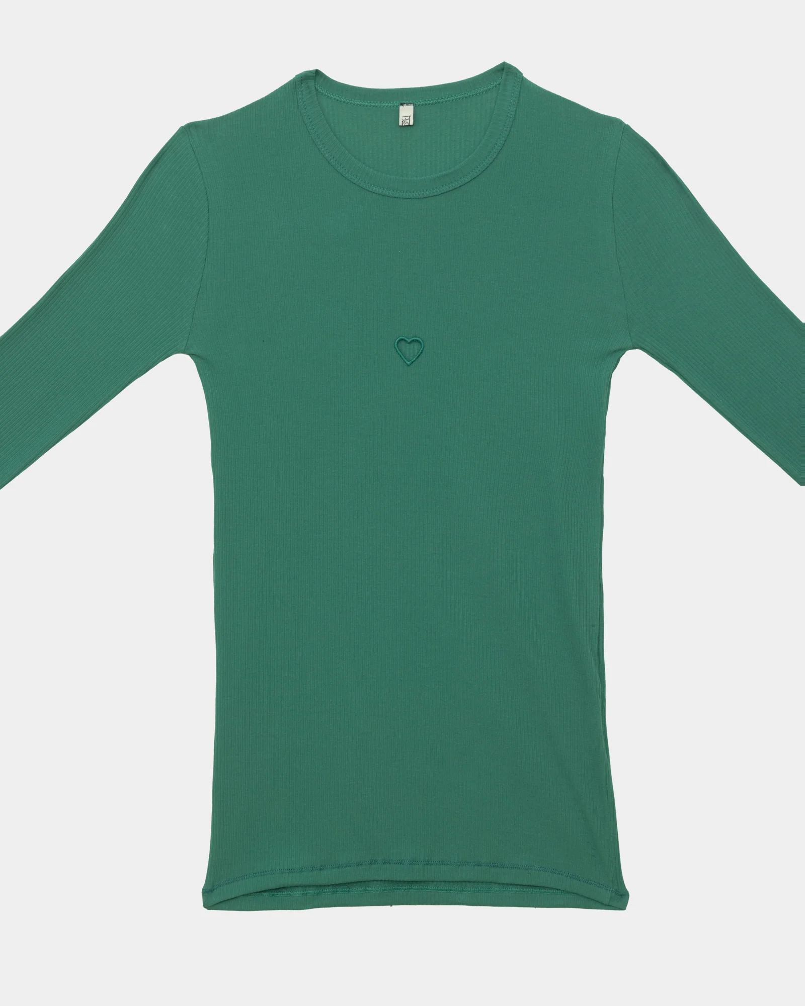 BASERANGE Spring/Summer 2025 Collection: French Organic Cotton Long-Sleeve T-Shirt with Cut-Out Heart Design (BAS-TTHLS-CR-AU25-MIRA GREEN) (TOHLS TTHLS) - Image 6