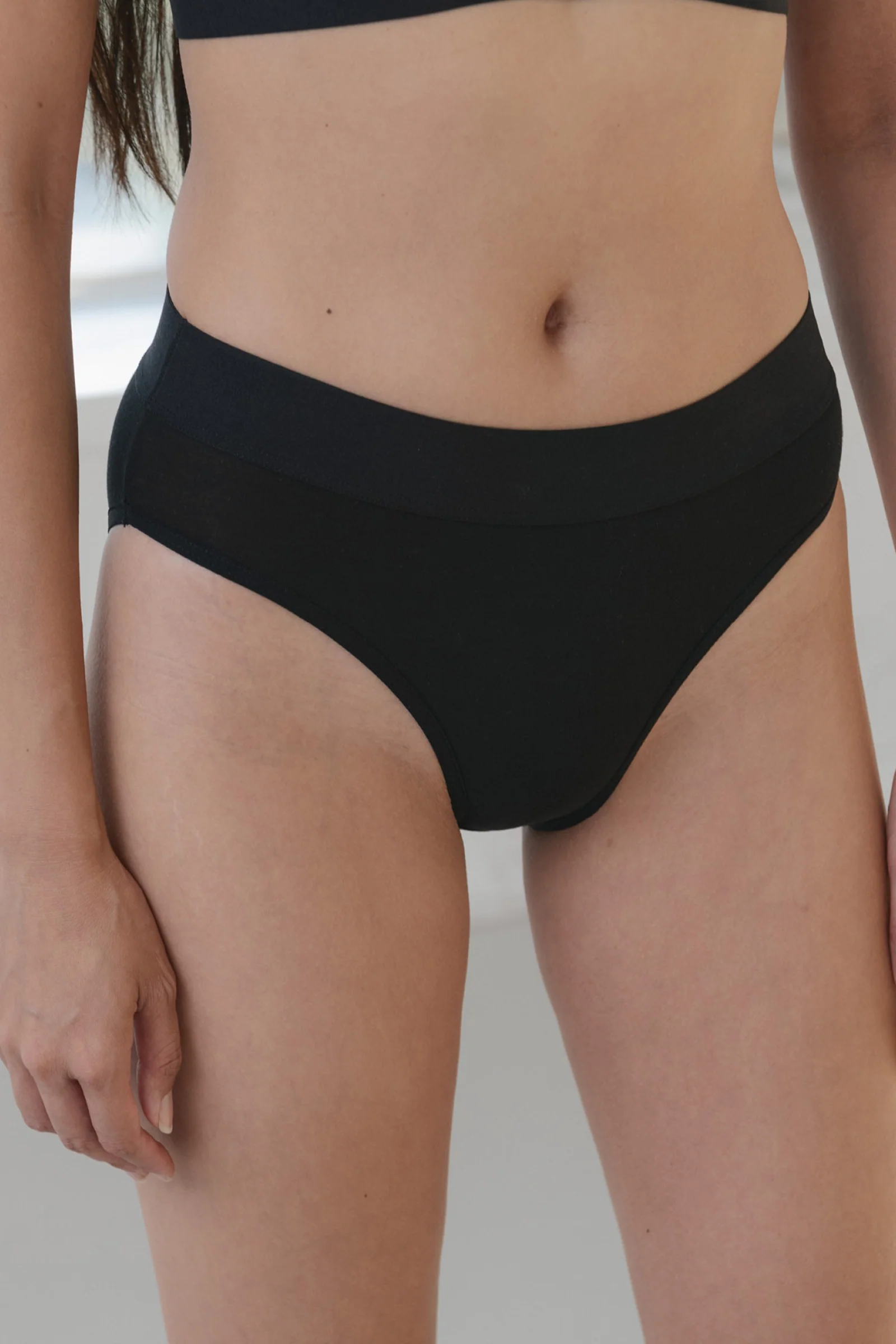 BASERANGE Stretch Flared Briefs UNEL Collection Ribbed Cotton Portugal BAS-UNEL-BL-000-HEI Black - Image 4