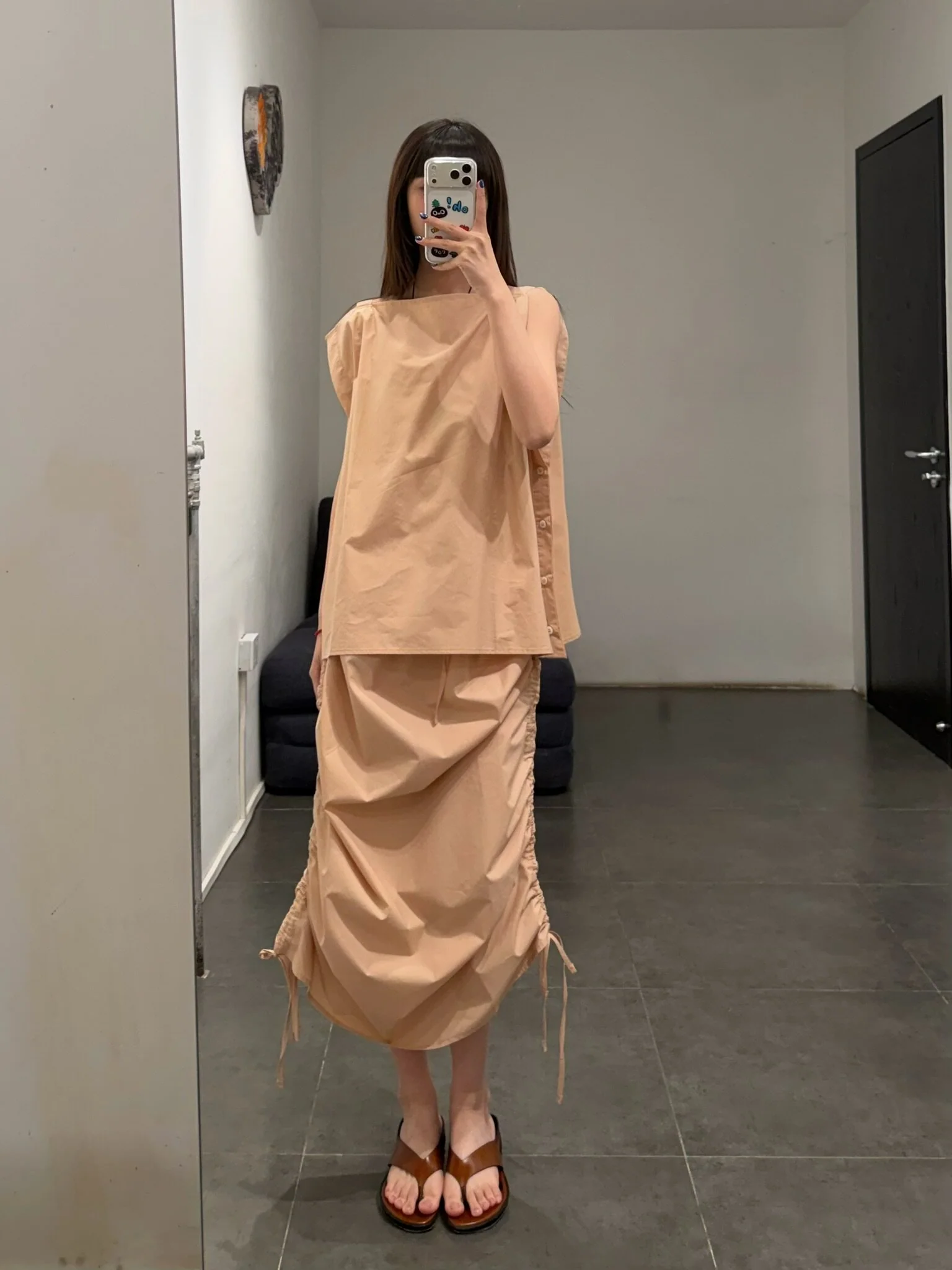 BASERANGE SU26 Drawstring Patterned Skirt BAS-SKPI-PO-SU26-ANDRADITA SAND - Image 15