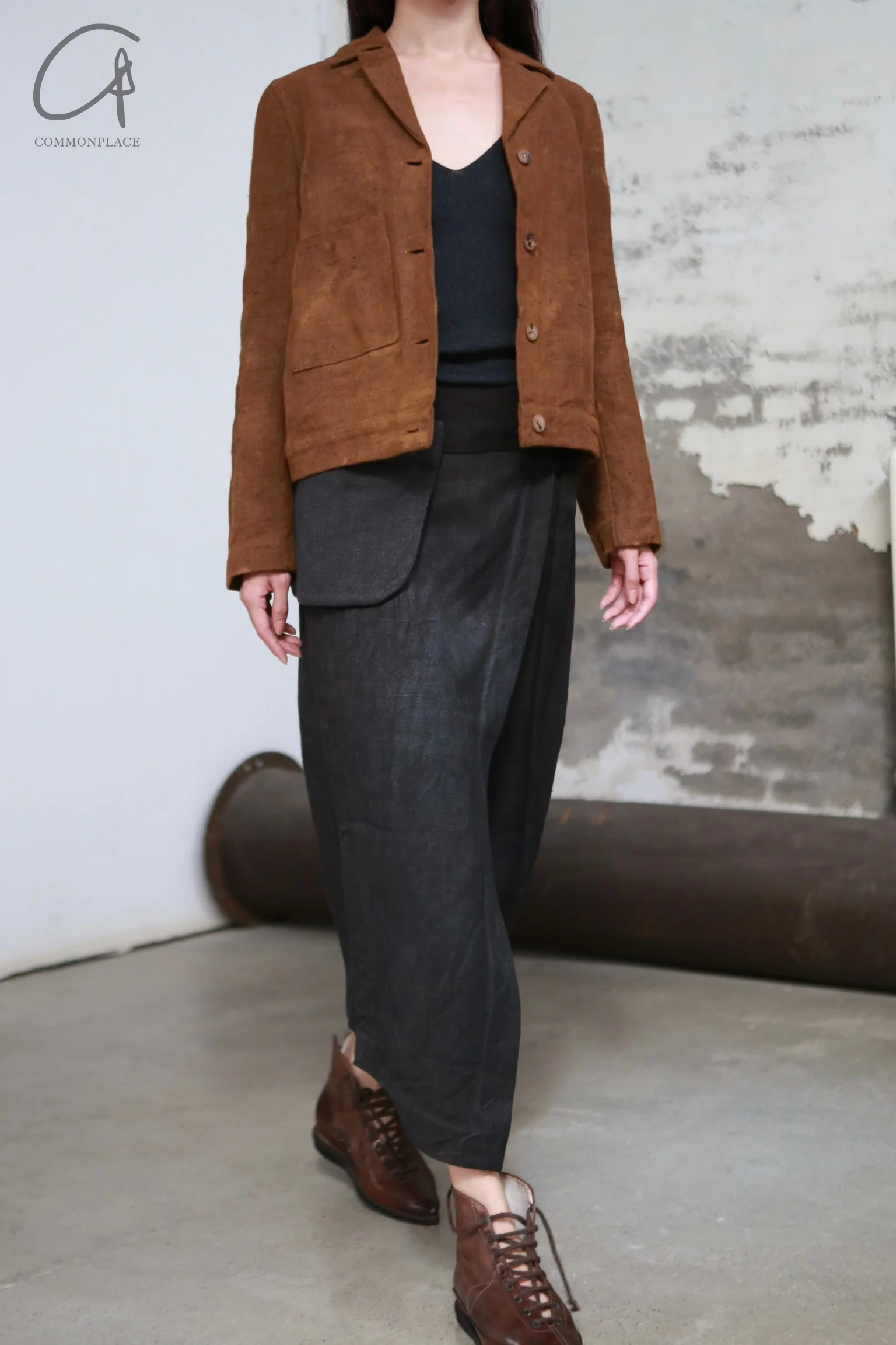 BIEK VERSTAPPEN Lapel Button-Down Jacket BV-CO02-F-KA Brown - Image 6
