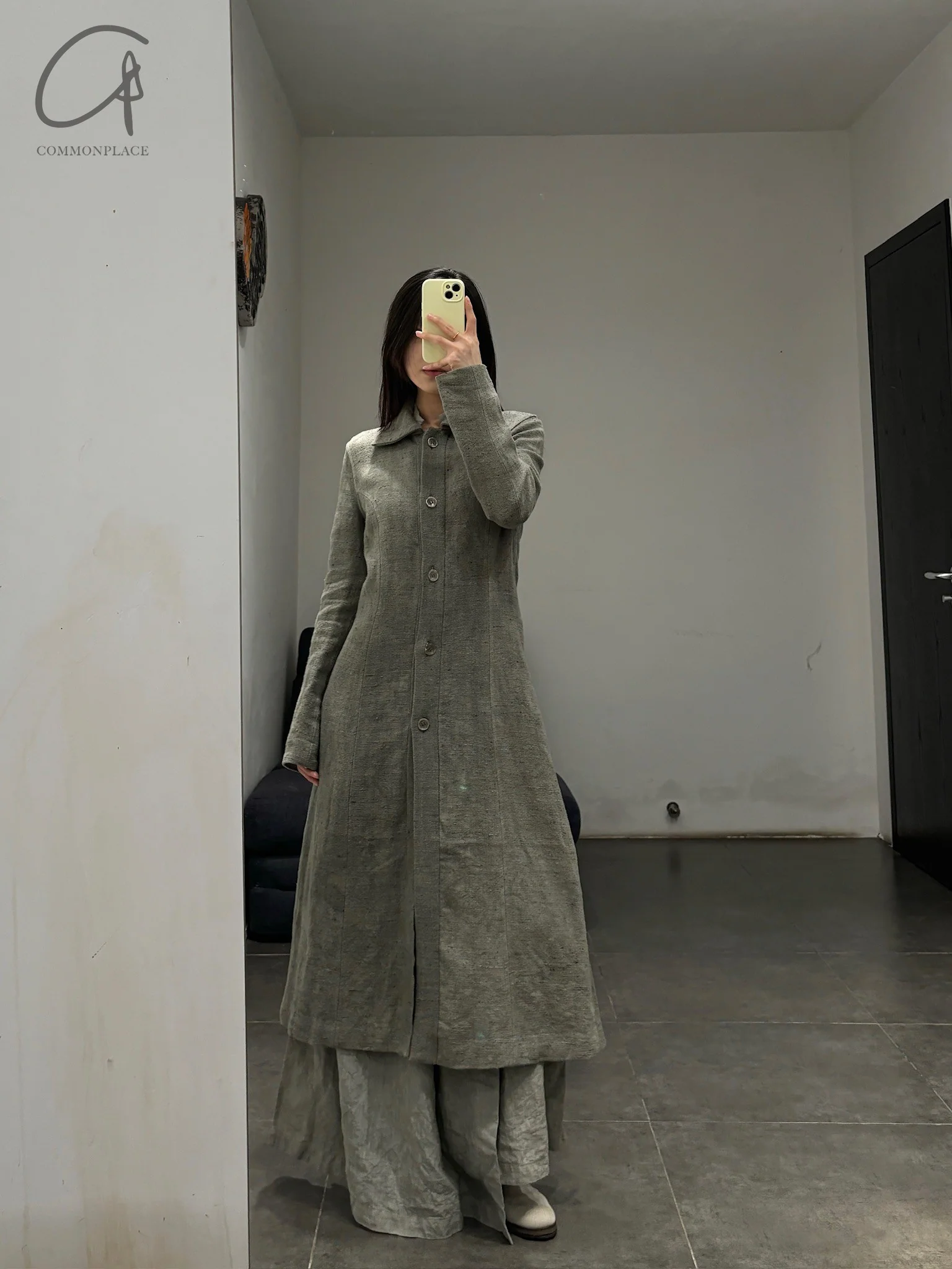 BIEK VERSTAPPEN Single-breasted long trench coat Netherlands BV-CO03-F-HUI Grey - Image 11