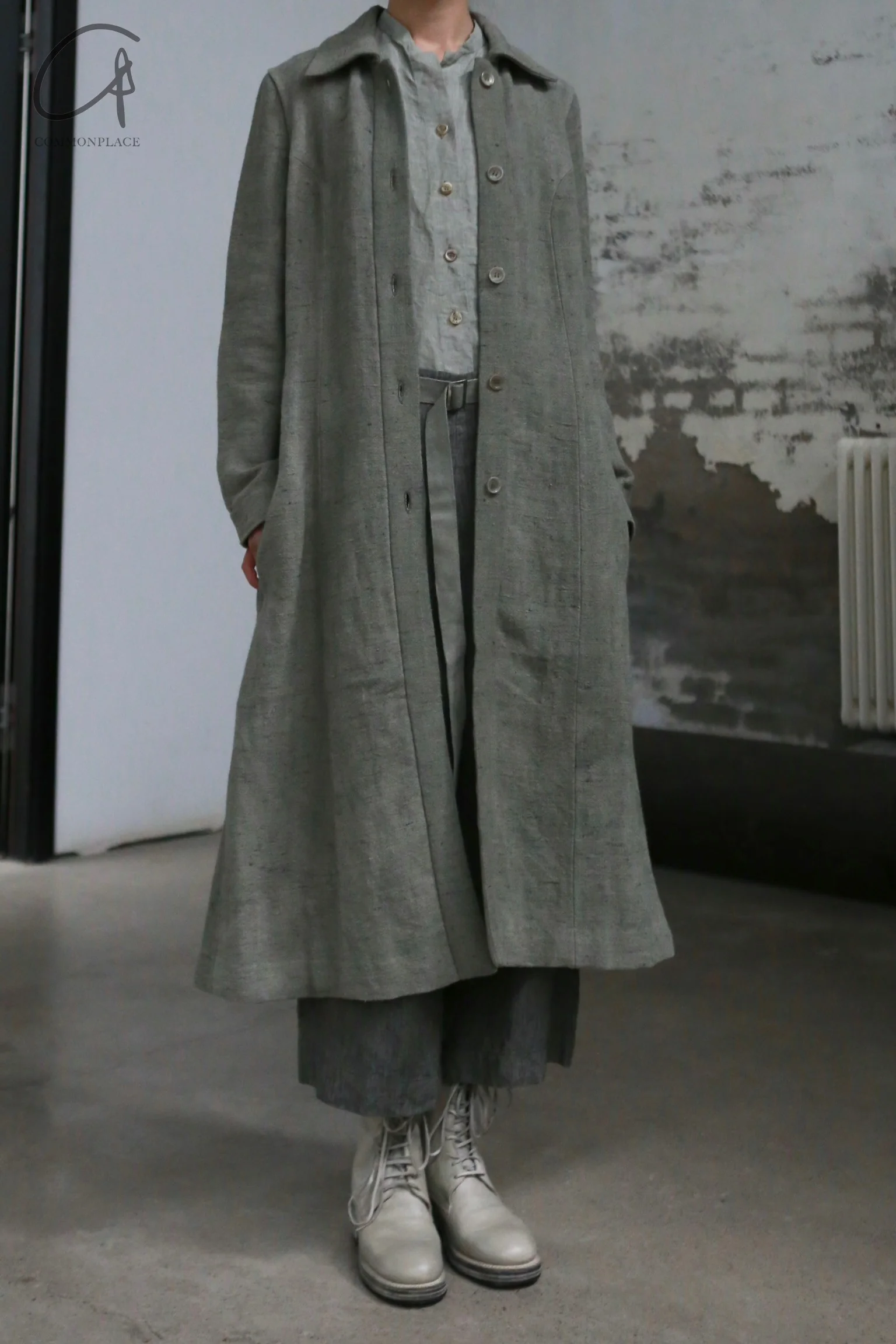 BIEK VERSTAPPEN Single-breasted long trench coat Netherlands BV-CO03-F-HUI Grey - Image 6