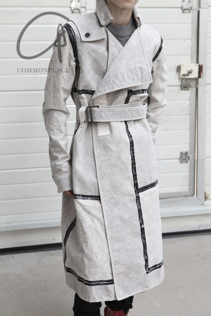 By BORIS BIDJAN SABERI Reversible Plant Dyeing Structure Patchwork Lapel Long Coat TRENCH1 F15302 PBBS2 - Image 2
