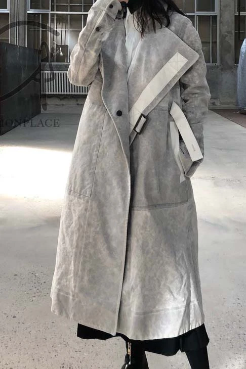 By BORIS BIDJAN SABERI Reversible Plant Dyeing Structure Patchwork Lapel Long Coat TRENCH1 F15302 PBBS2 - Image 23