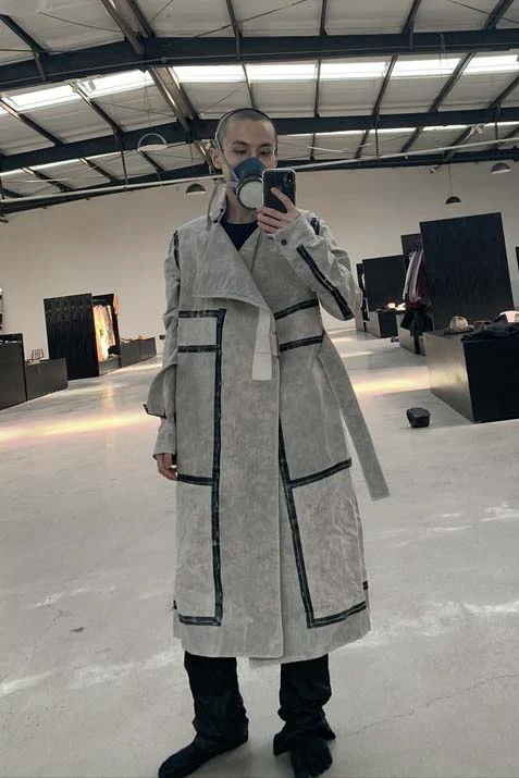 By BORIS BIDJAN SABERI Reversible Plant Dyeing Structure Patchwork Lapel Long Coat TRENCH1 F15302 PBBS2 - Image 26