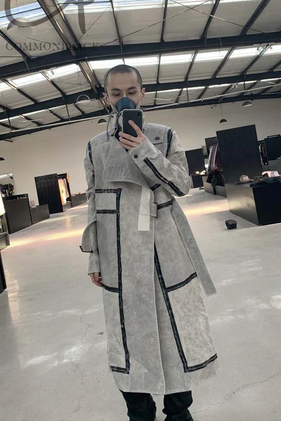 By BORIS BIDJAN SABERI Reversible Plant Dyeing Structure Patchwork Lapel Long Coat TRENCH1 F15302 PBBS2 - Image 27