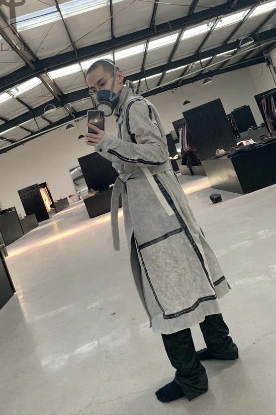 By BORIS BIDJAN SABERI Reversible Plant Dyeing Structure Patchwork Lapel Long Coat TRENCH1 F15302 PBBS2 - Image 29