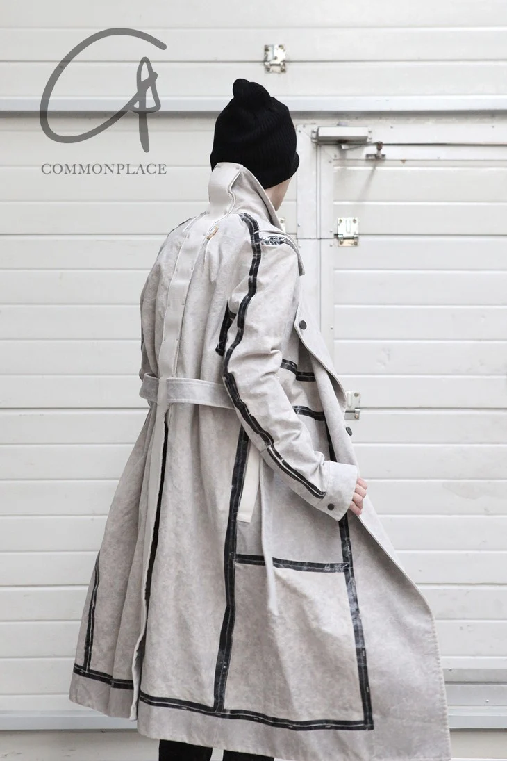 By BORIS BIDJAN SABERI Reversible Plant Dyeing Structure Patchwork Lapel Long Coat TRENCH1 F15302 PBBS2 - Image 3