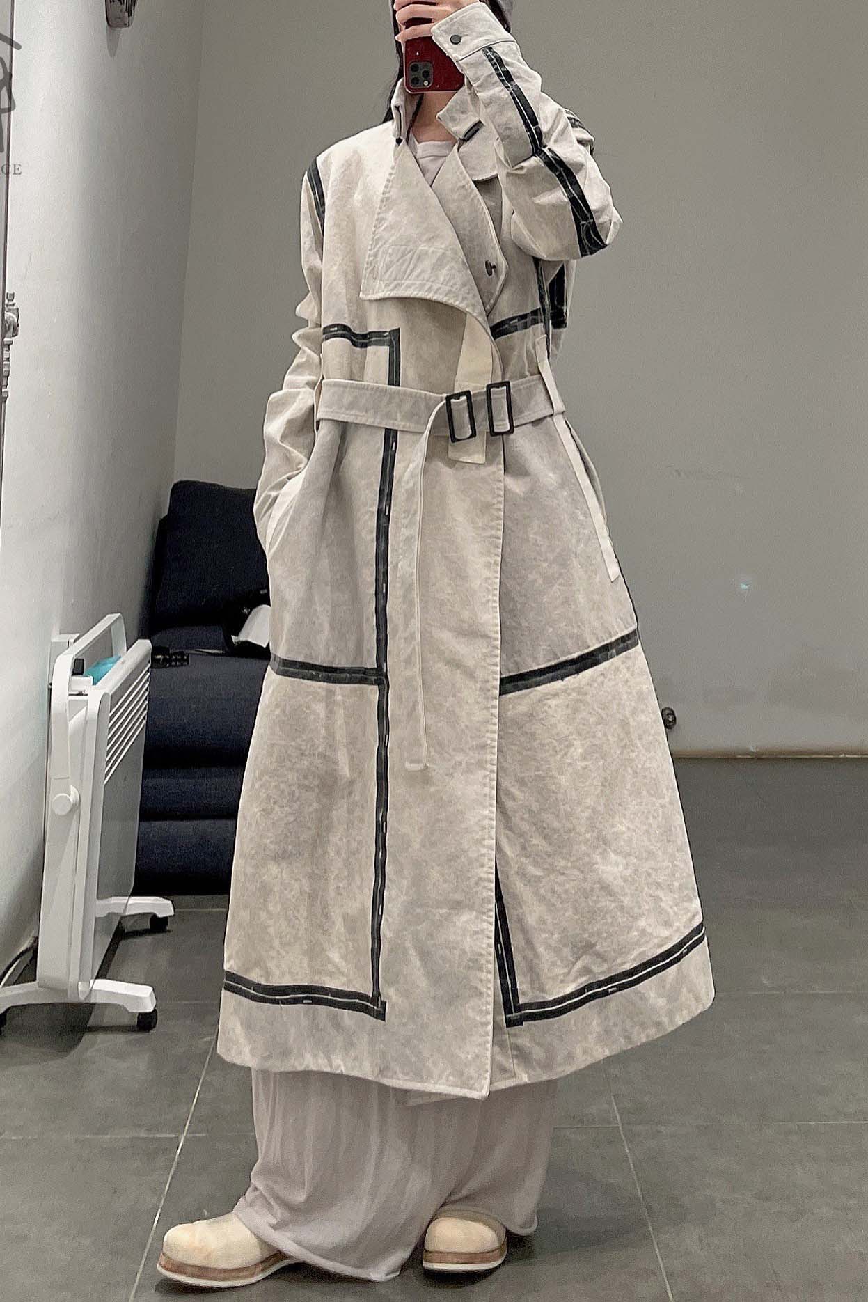 By BORIS BIDJAN SABERI Reversible Plant Dyeing Structure Patchwork Lapel Long Coat TRENCH1 F15302 PBBS2 - Image 32