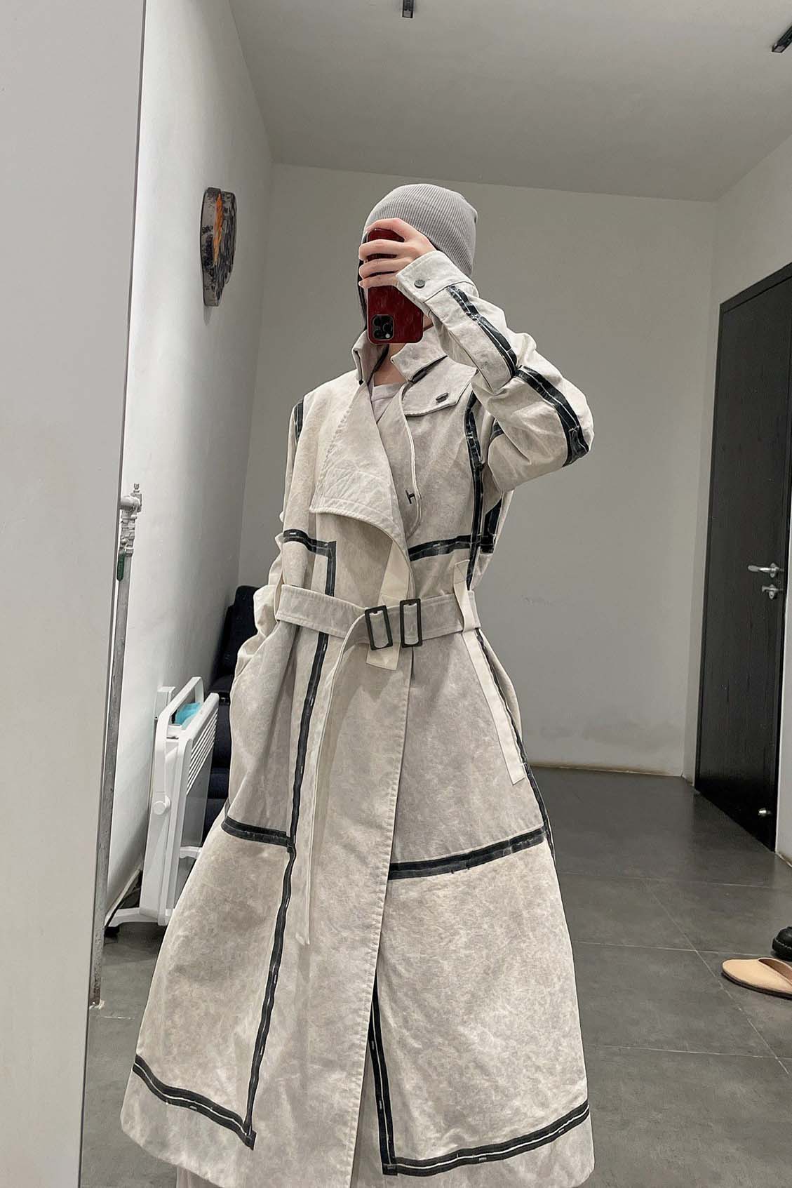By BORIS BIDJAN SABERI Reversible Plant Dyeing Structure Patchwork Lapel Long Coat TRENCH1 F15302 PBBS2 - Image 33