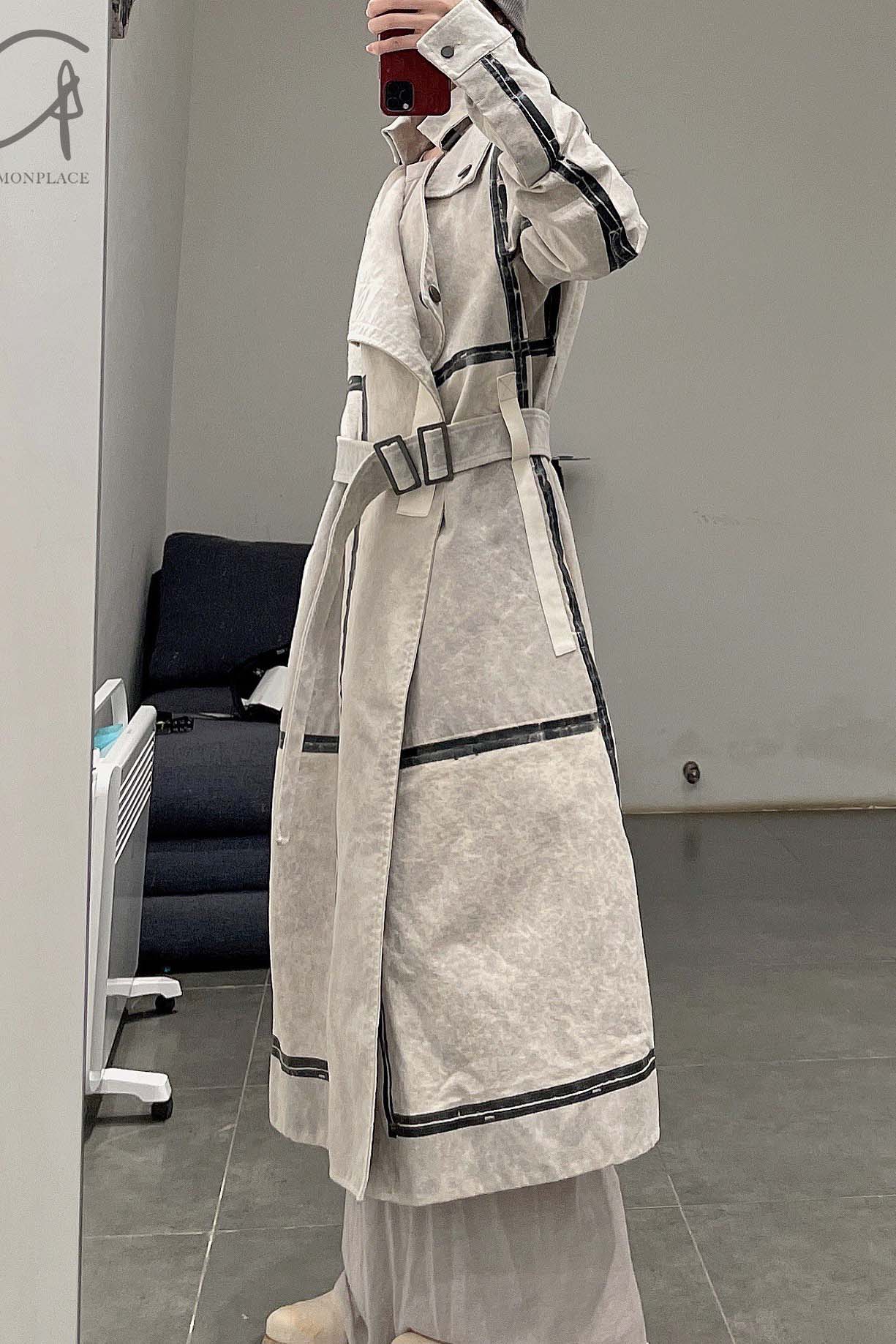 By BORIS BIDJAN SABERI Reversible Plant Dyeing Structure Patchwork Lapel Long Coat TRENCH1 F15302 PBBS2 - Image 36