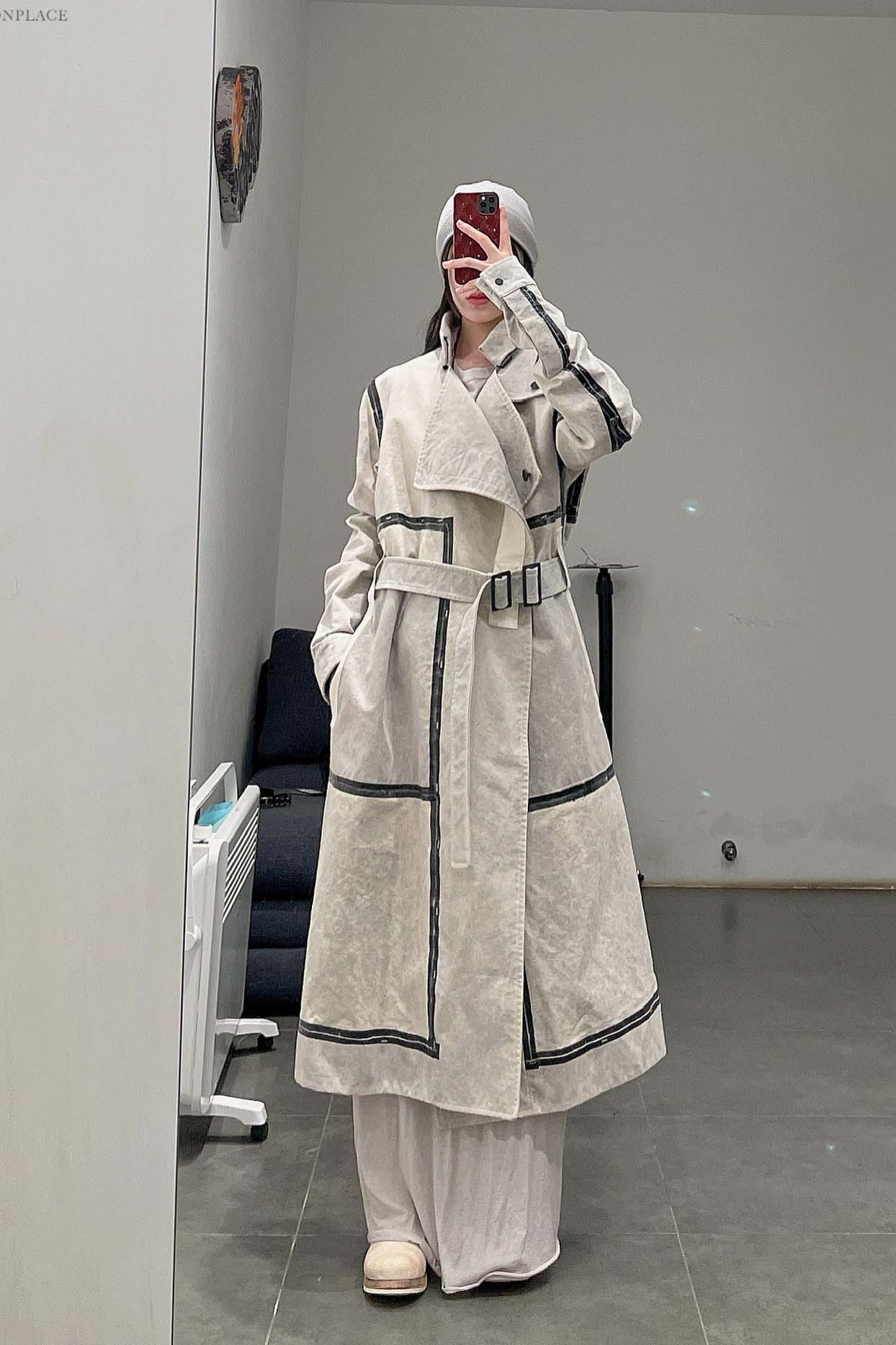 By BORIS BIDJAN SABERI Reversible Plant Dyeing Structure Patchwork Lapel Long Coat TRENCH1 F15302 PBBS2 - Image 37