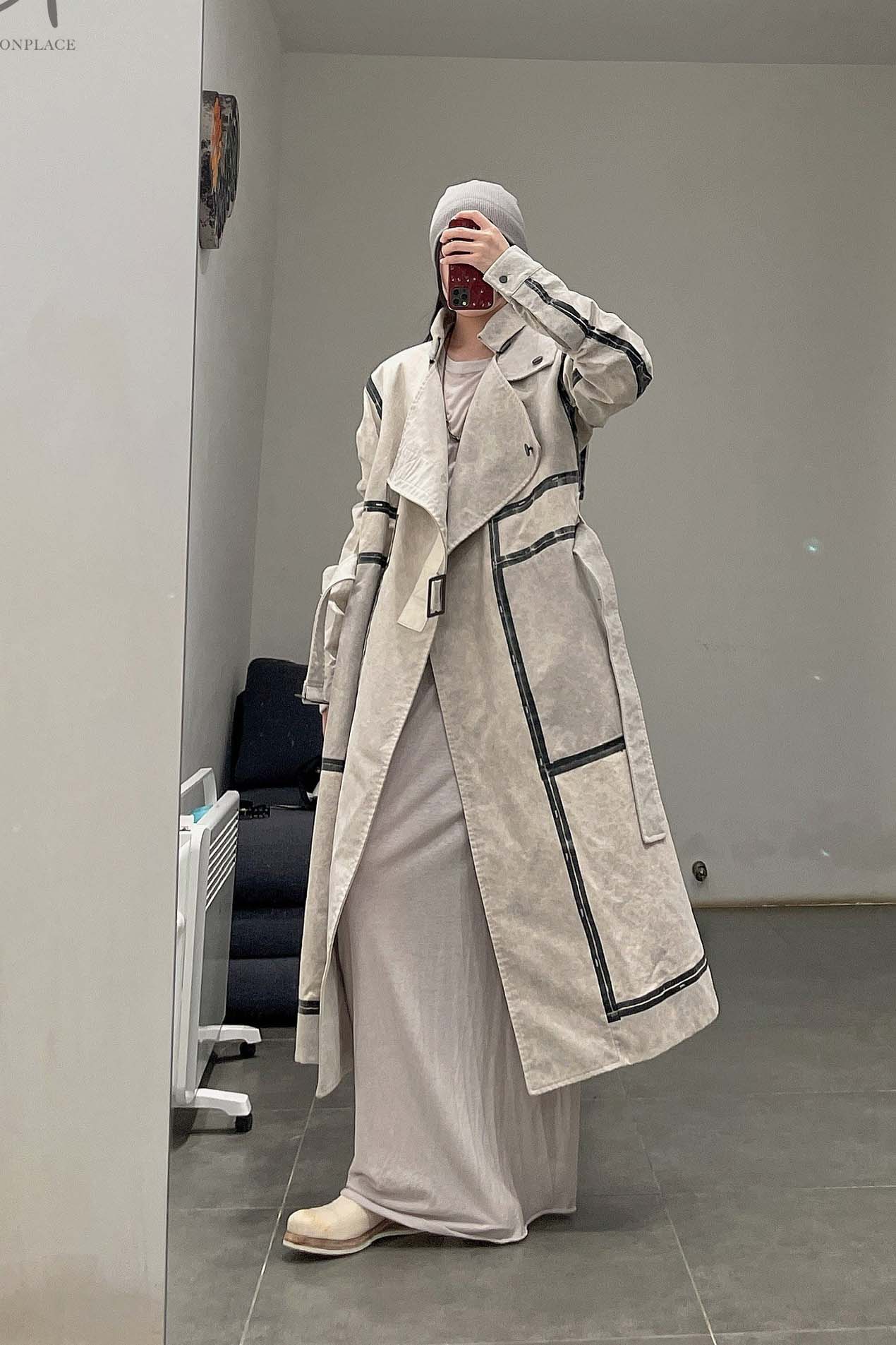 By BORIS BIDJAN SABERI Reversible Plant Dyeing Structure Patchwork Lapel Long Coat TRENCH1 F15302 PBBS2 - Image 38