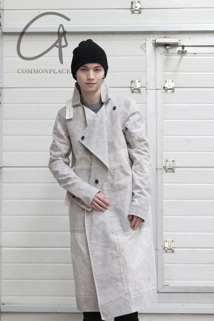 By BORIS BIDJAN SABERI Reversible Plant Dyeing Structure Patchwork Lapel Long Coat TRENCH1 F15302 PBBS2 - Image 4